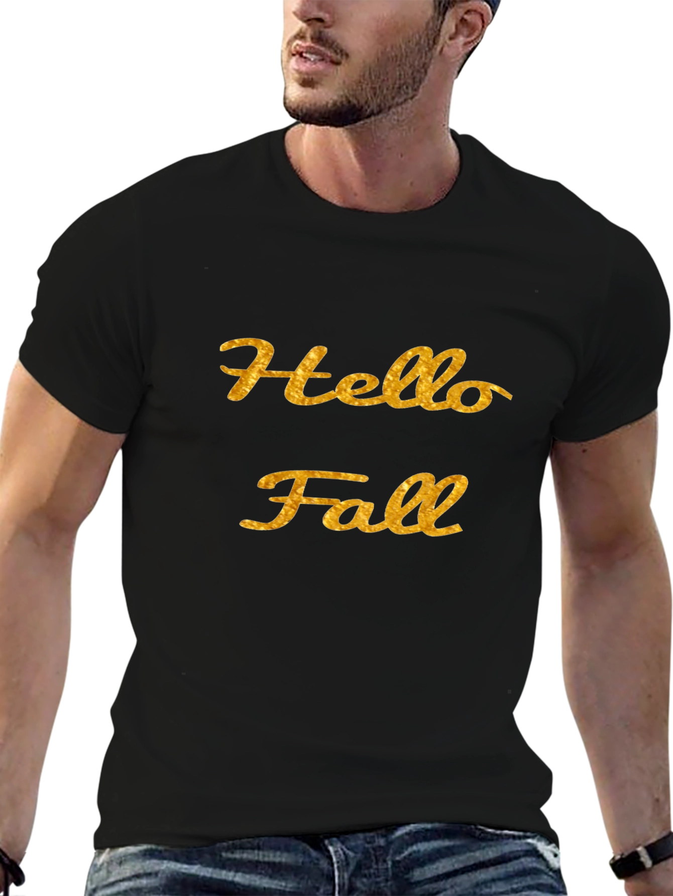 Hello Fall Graphic Tee - Black Casual T-Shirt