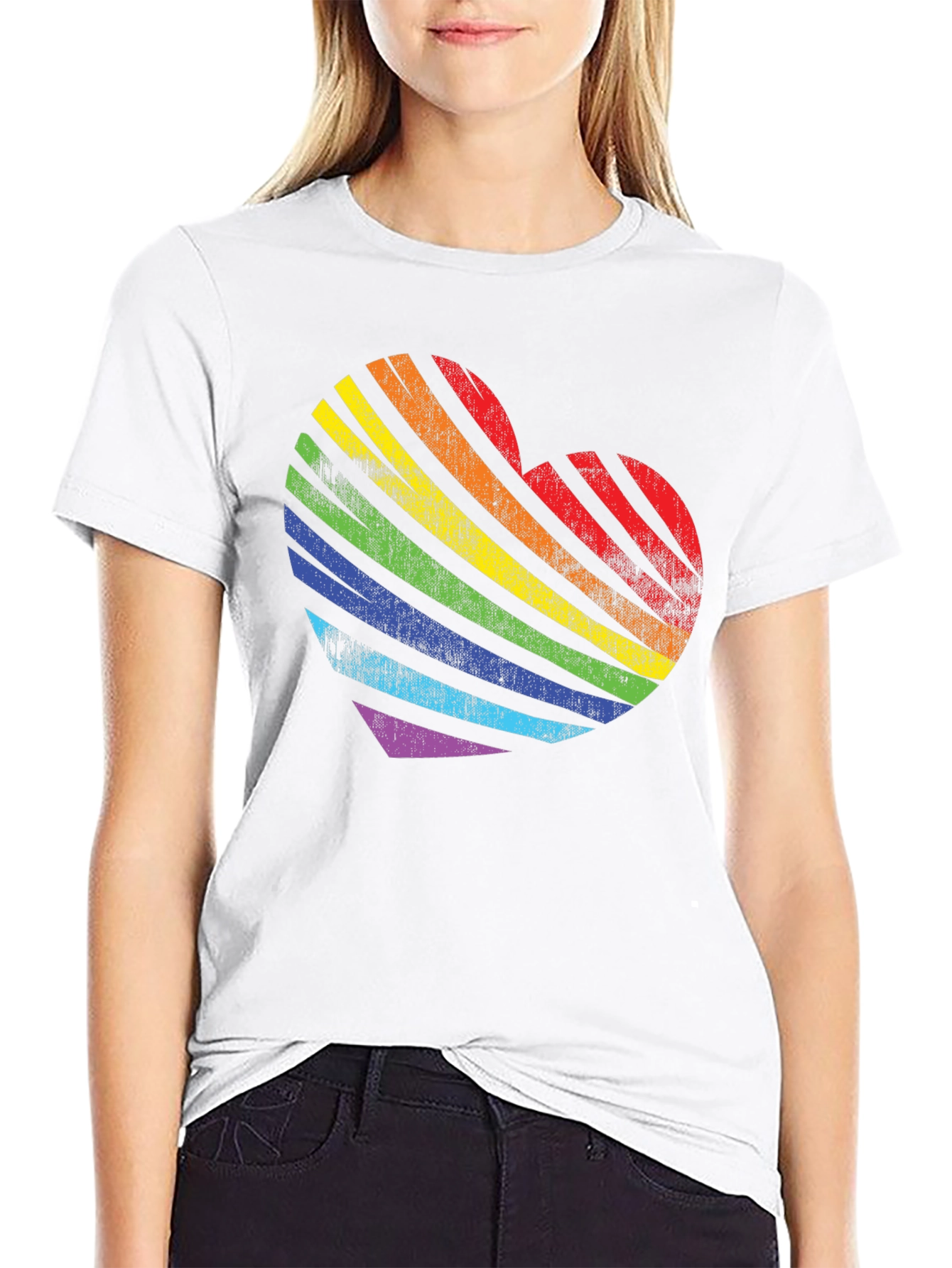 Rainbow Heart Graphic Tee - Pride Love