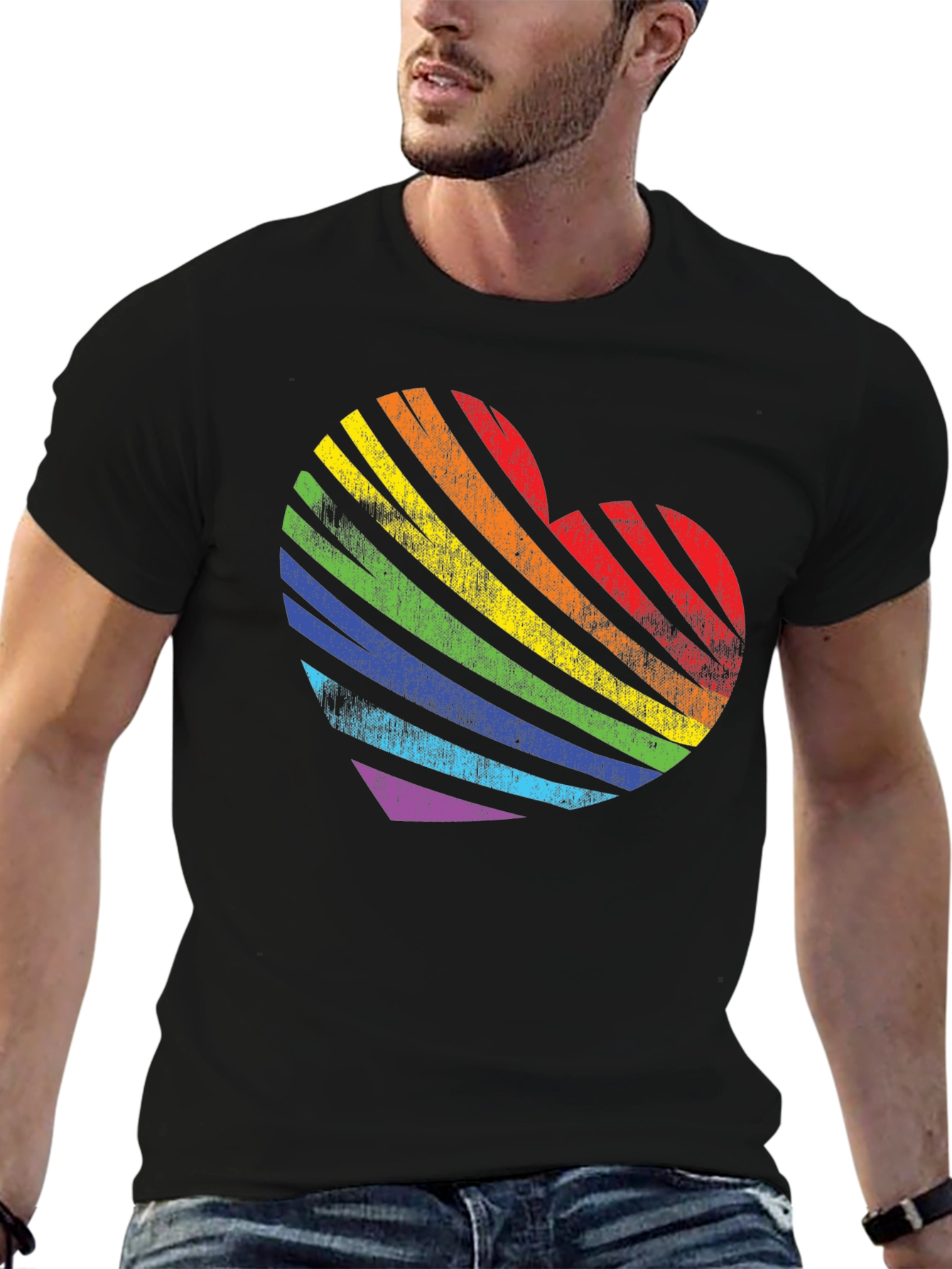 Rainbow Heart Graphic Tee - Pride Love