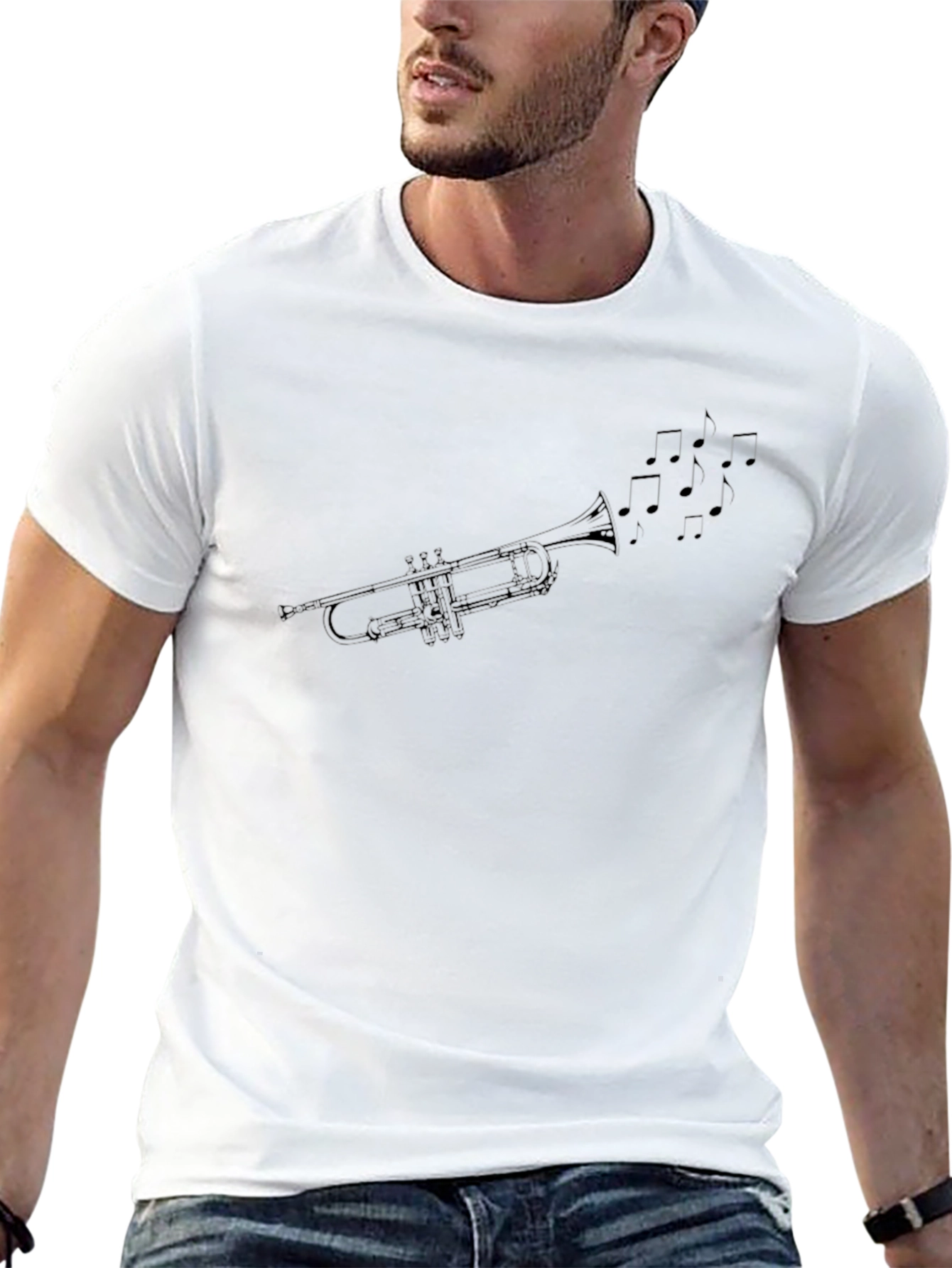 Black Trumpet Music Notes T-Shirt