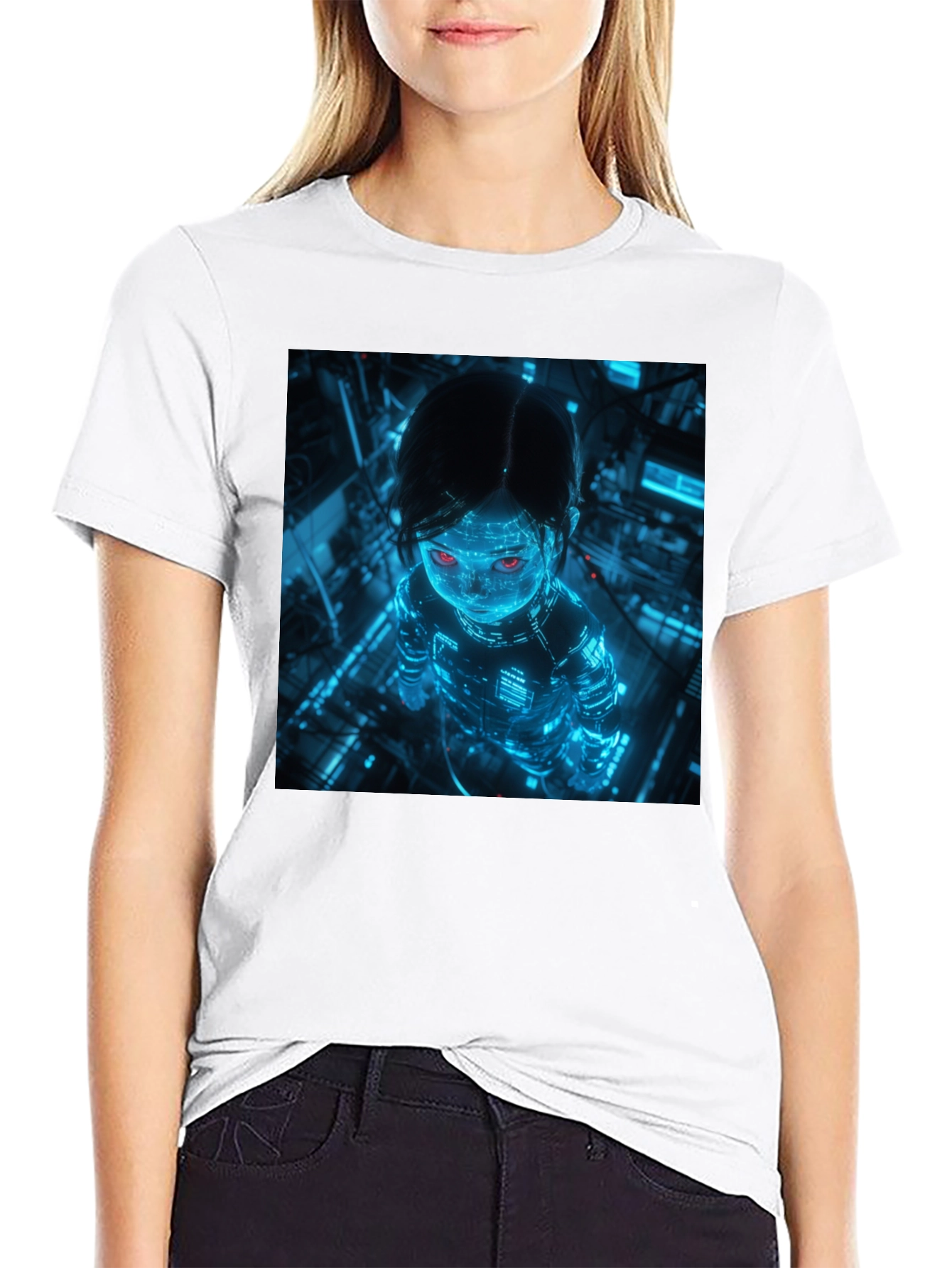 Cyberpunk Girl Graphic Black T-Shirt