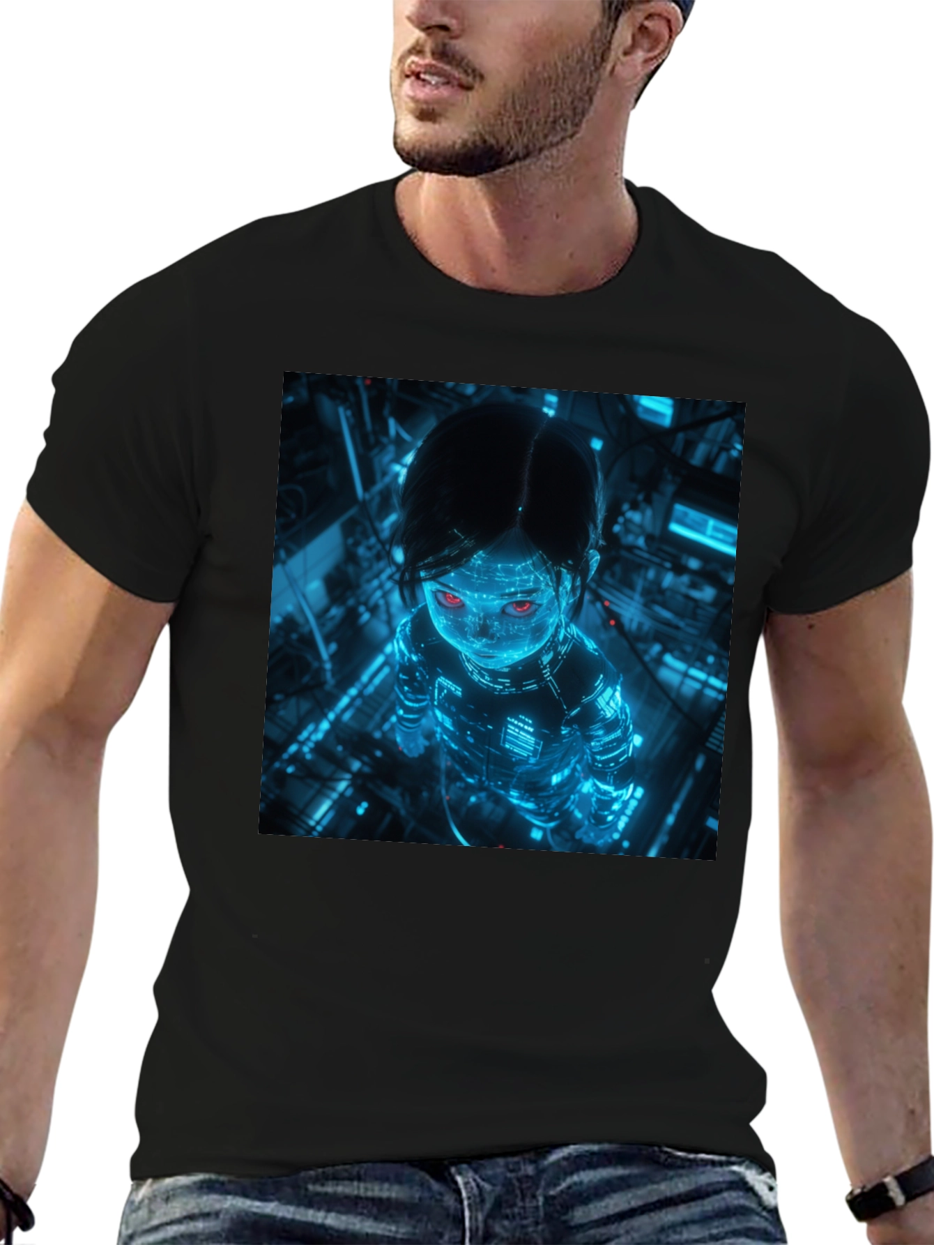 Cyberpunk Girl Graphic Black T-Shirt