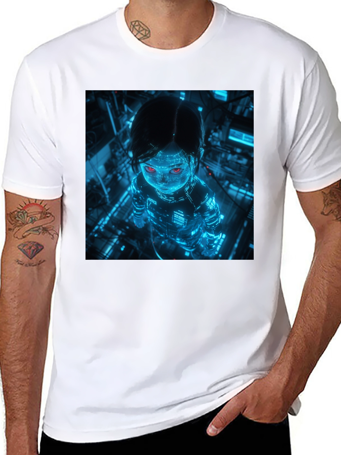 Cyberpunk Girl Graphic Black T-Shirt