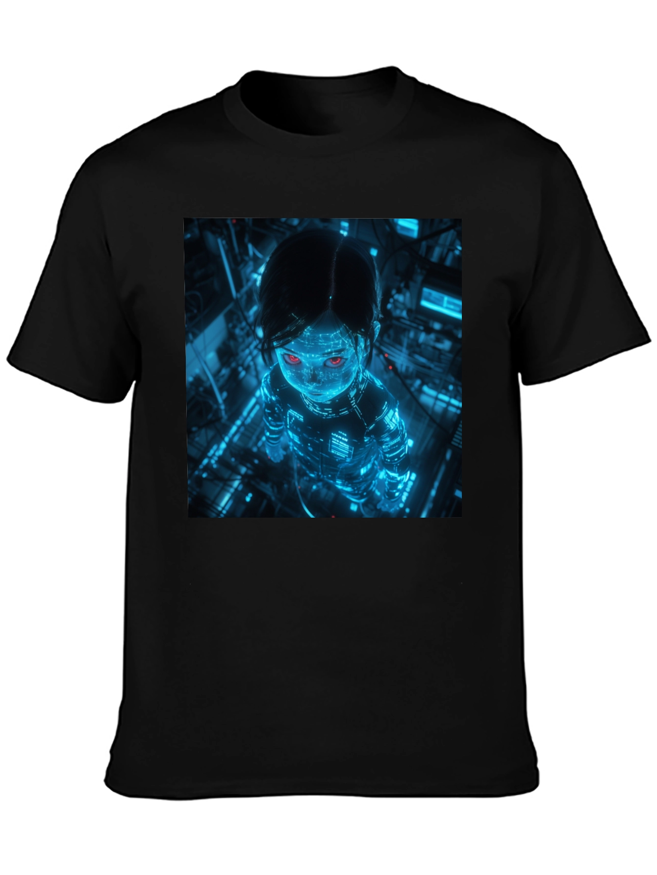 Cyberpunk Girl Graphic Black T-Shirt