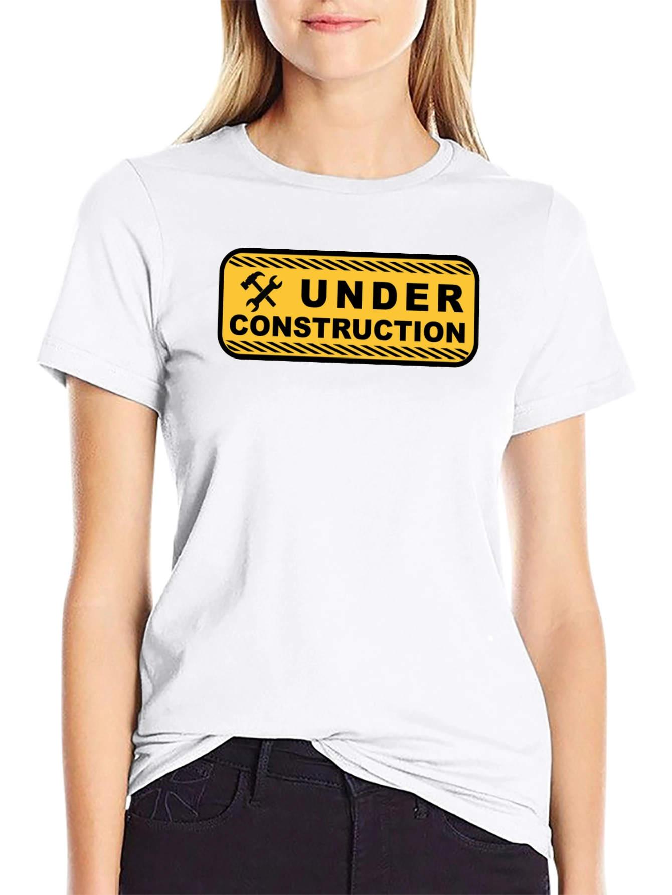 Under Construction Graphic Tee - Black Cotton Casual Wear