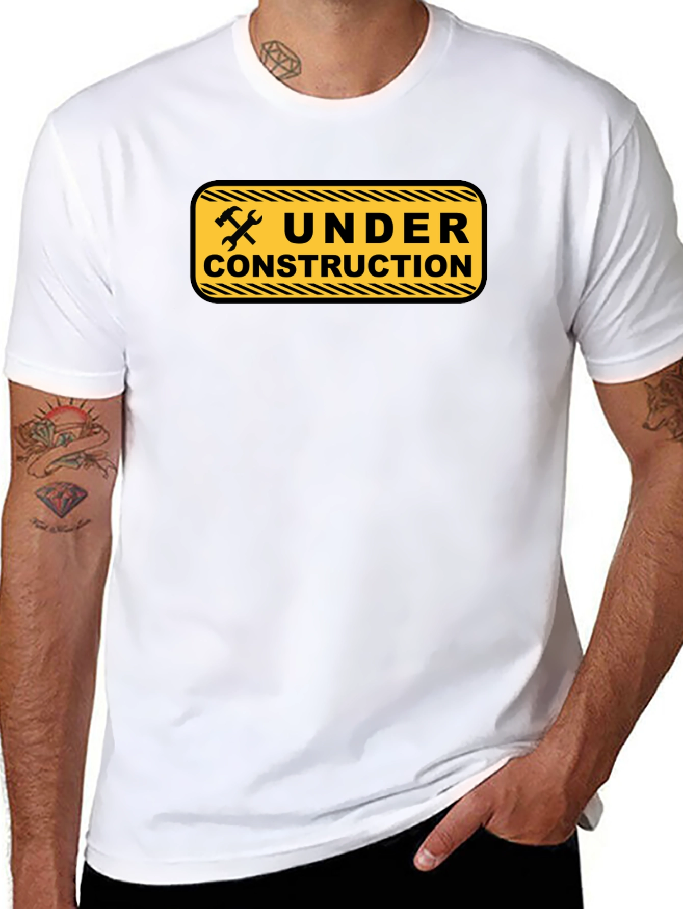 Under Construction Graphic Tee - Black Cotton Casual Wear