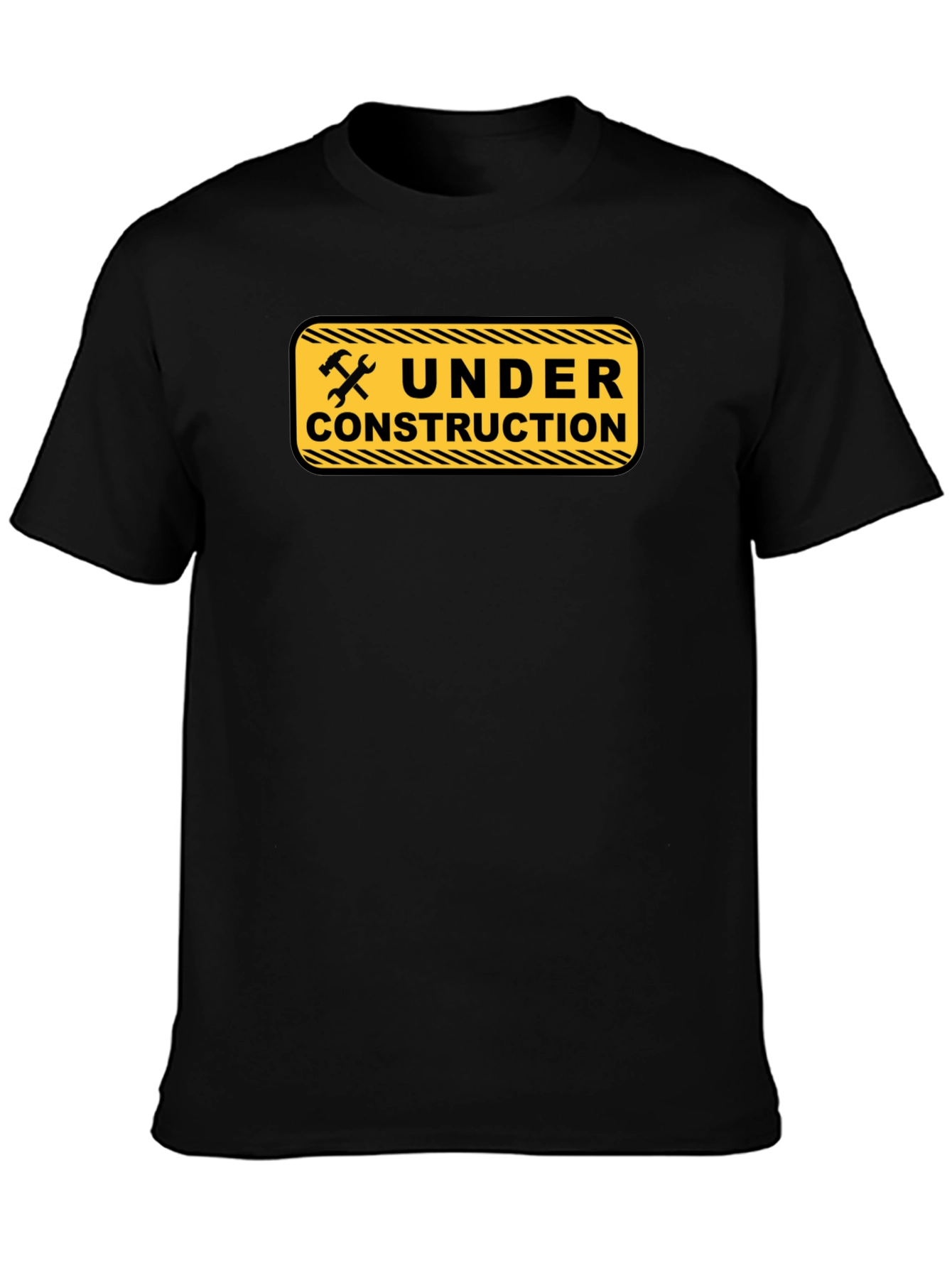 Under Construction Graphic Tee - Black Cotton Casual Wear