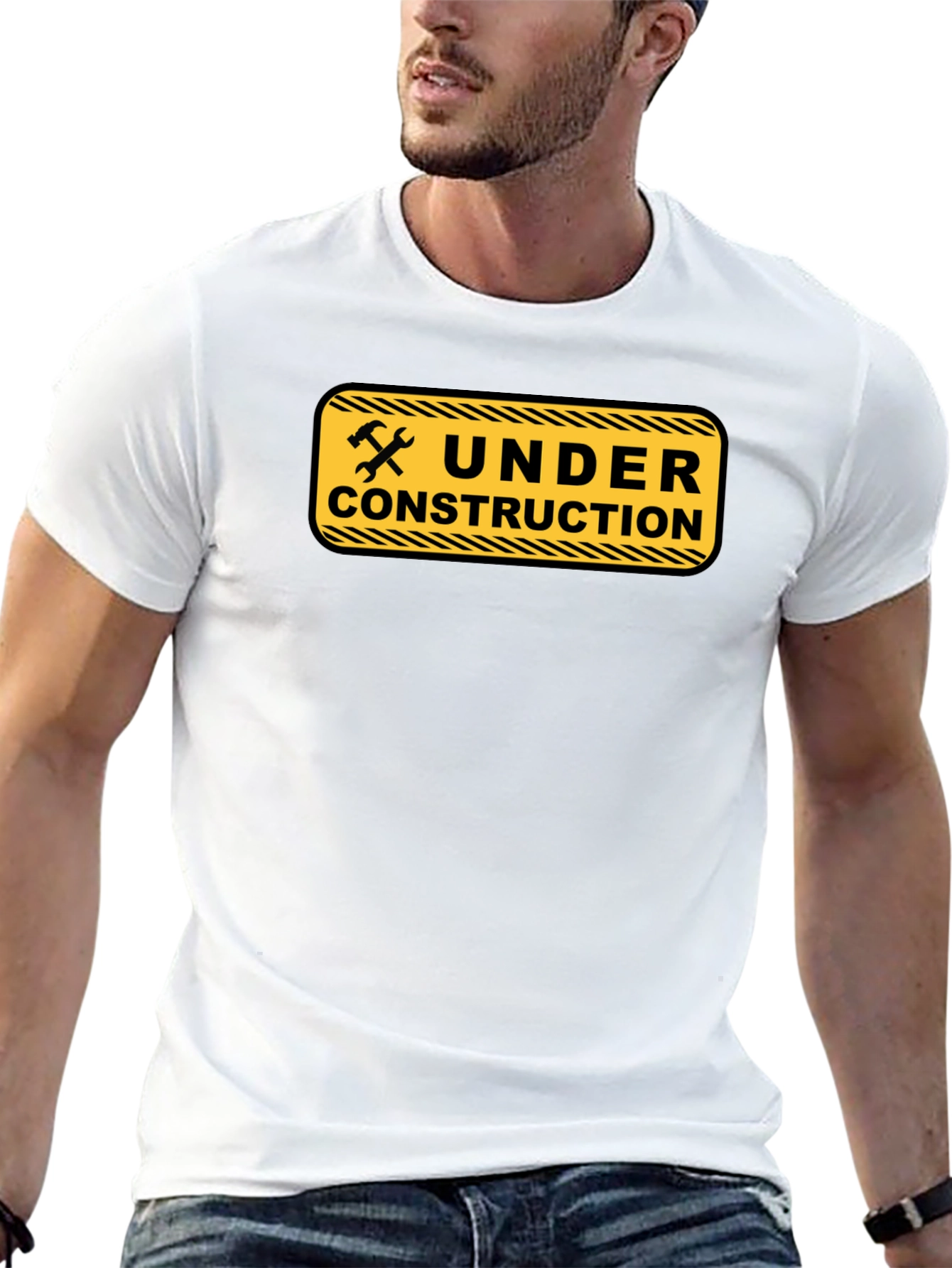 Under Construction Graphic Tee - Black Cotton Casual Wear