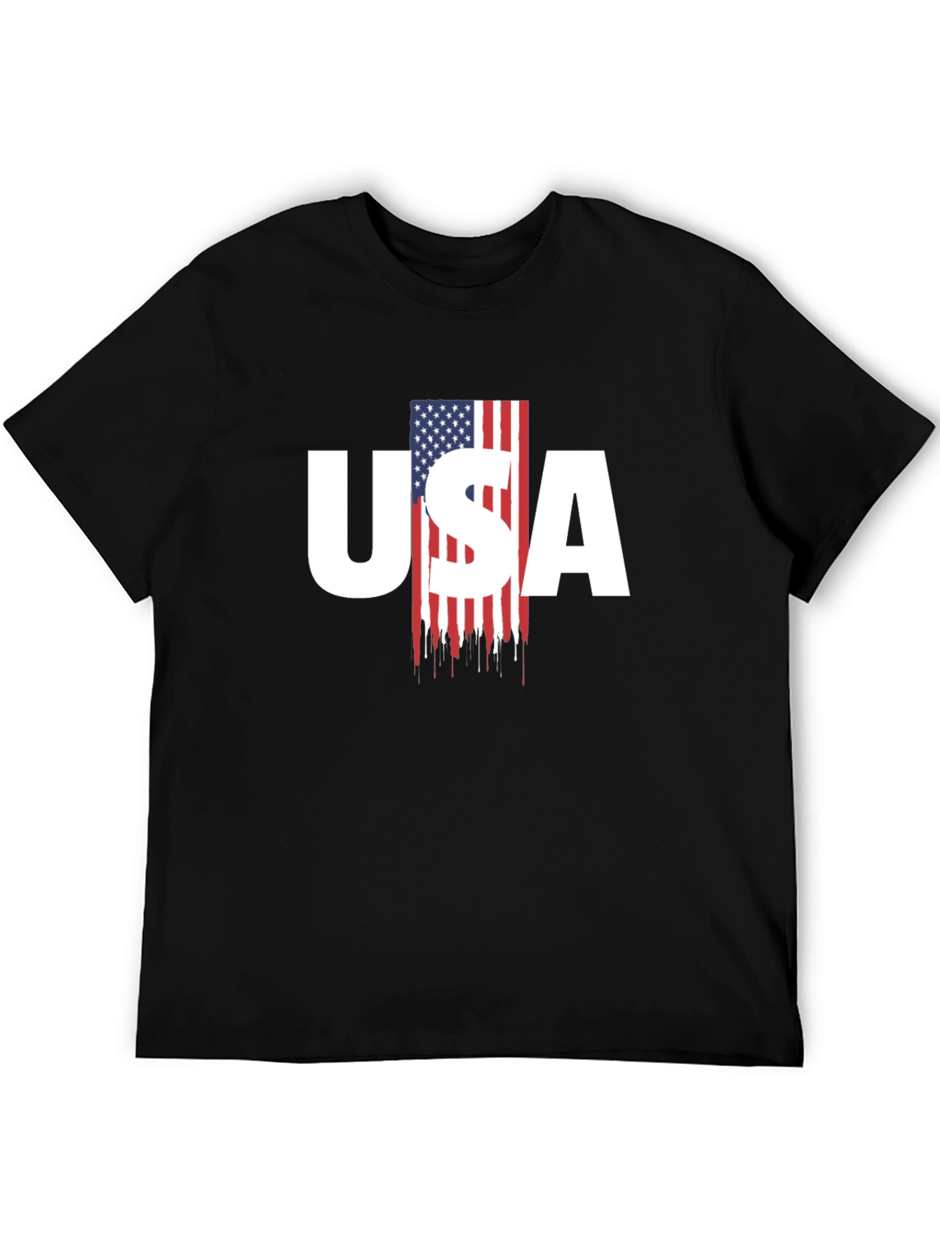 USA Flag Graphic Print Mens T-Shirt