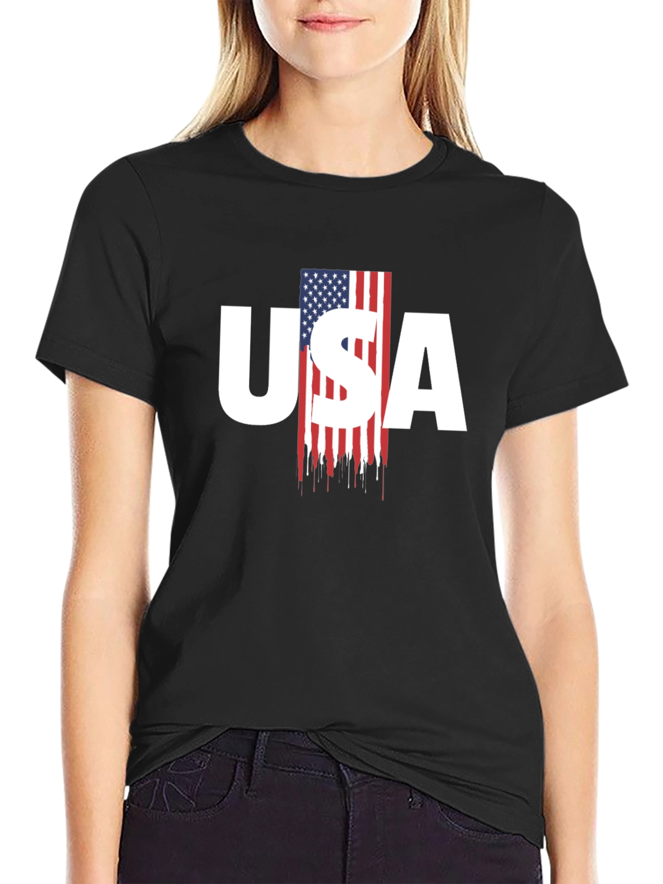 USA Flag Graphic Print Mens T-Shirt