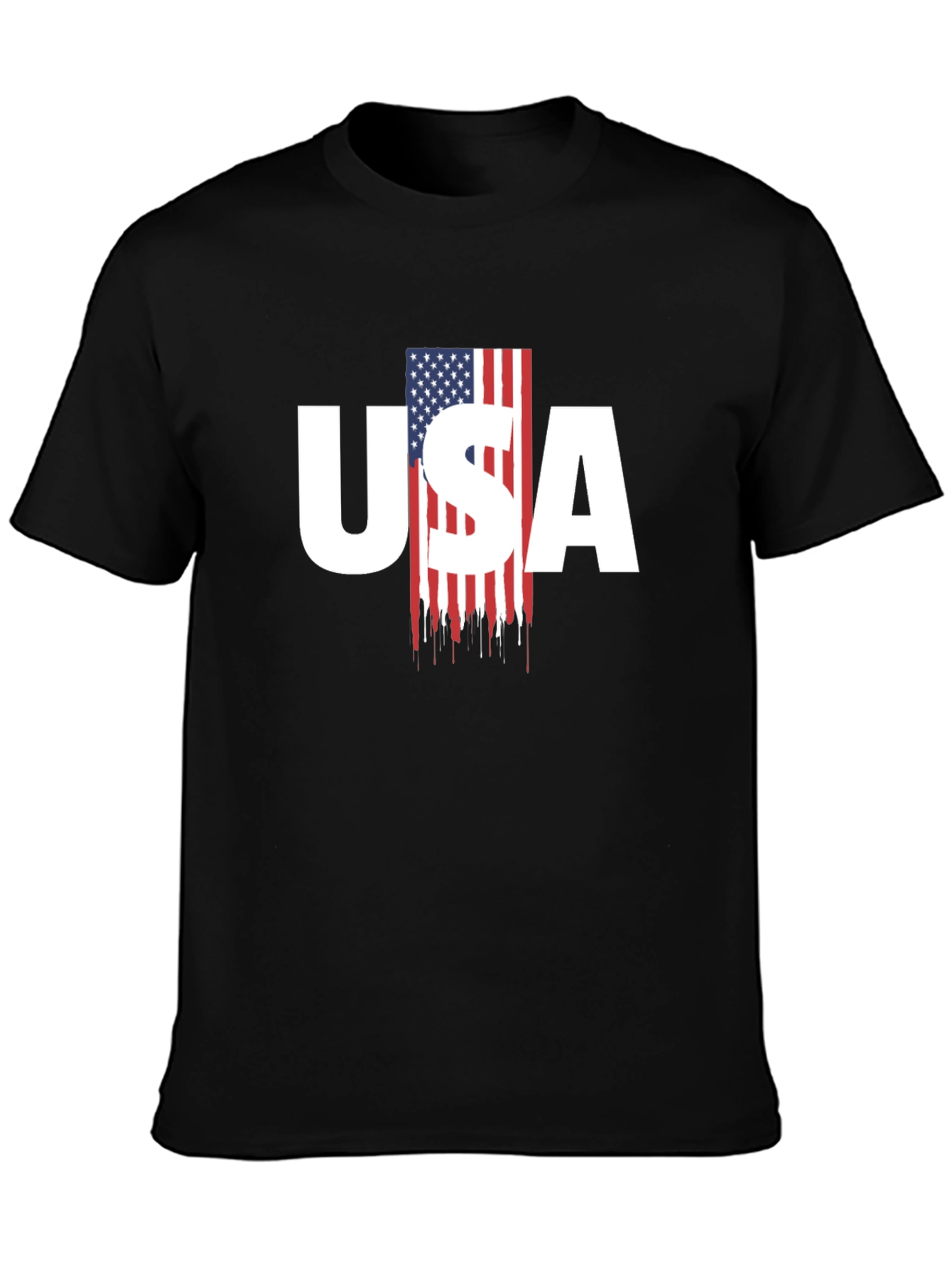 USA Flag Graphic Print Mens T-Shirt