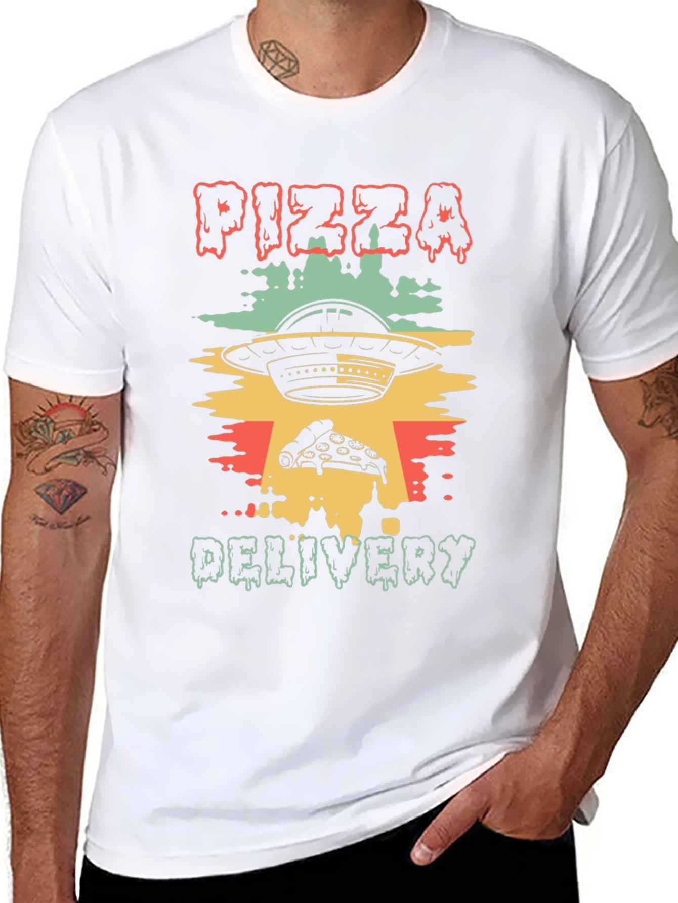 Pizza Delivery UFO Graphic Tee - Unique Design