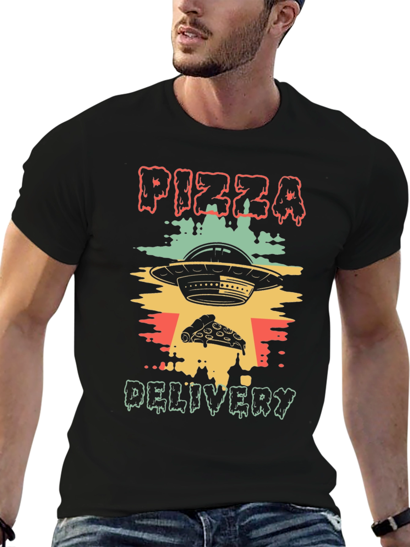 Pizza Delivery UFO Graphic Tee - Unique Design