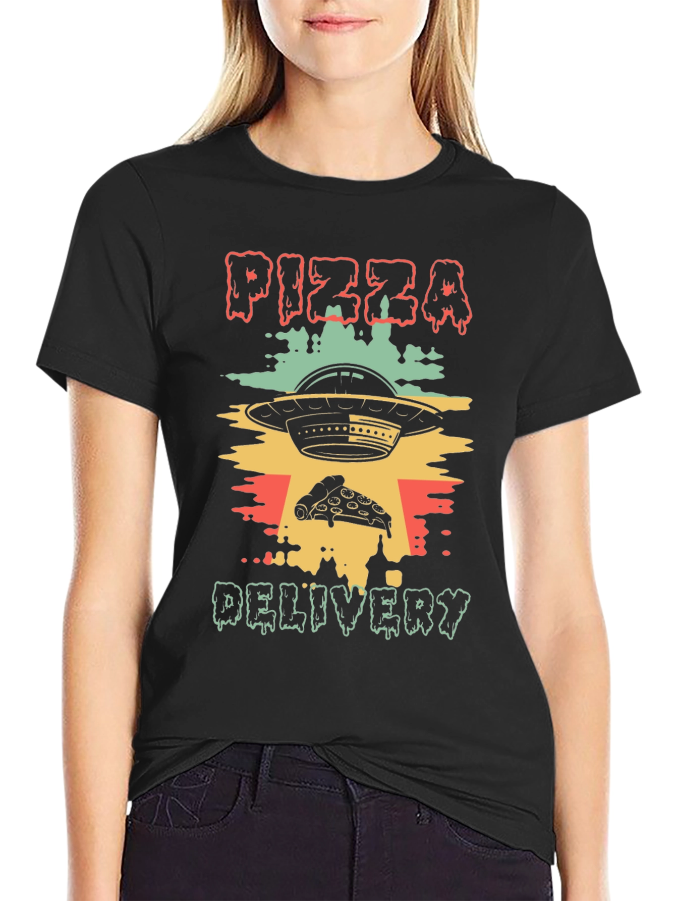 Pizza Delivery UFO Graphic Tee - Unique Design
