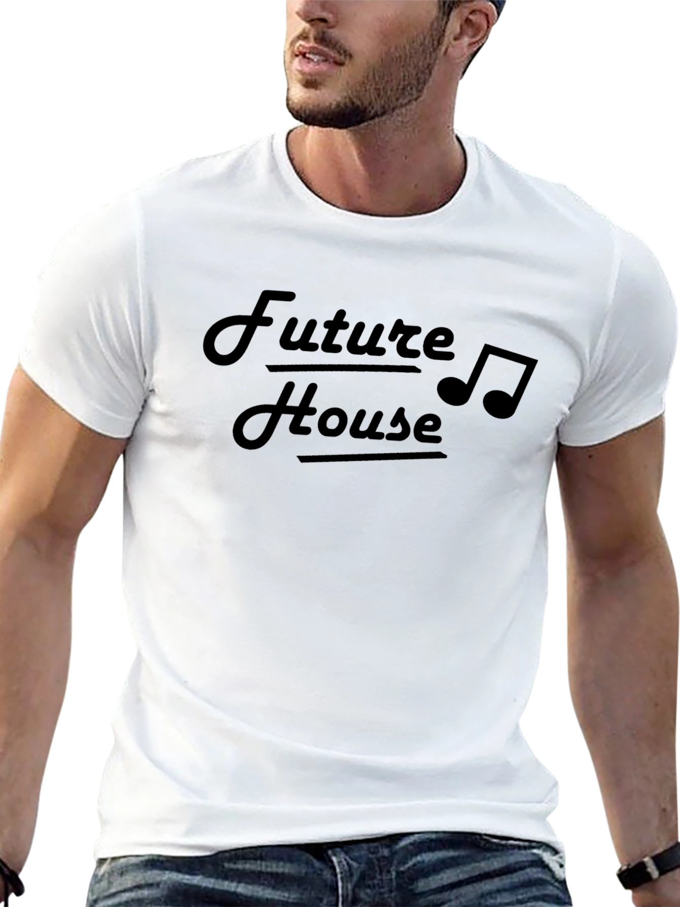 Future House Music Tee - Black Graphic T-Shirt