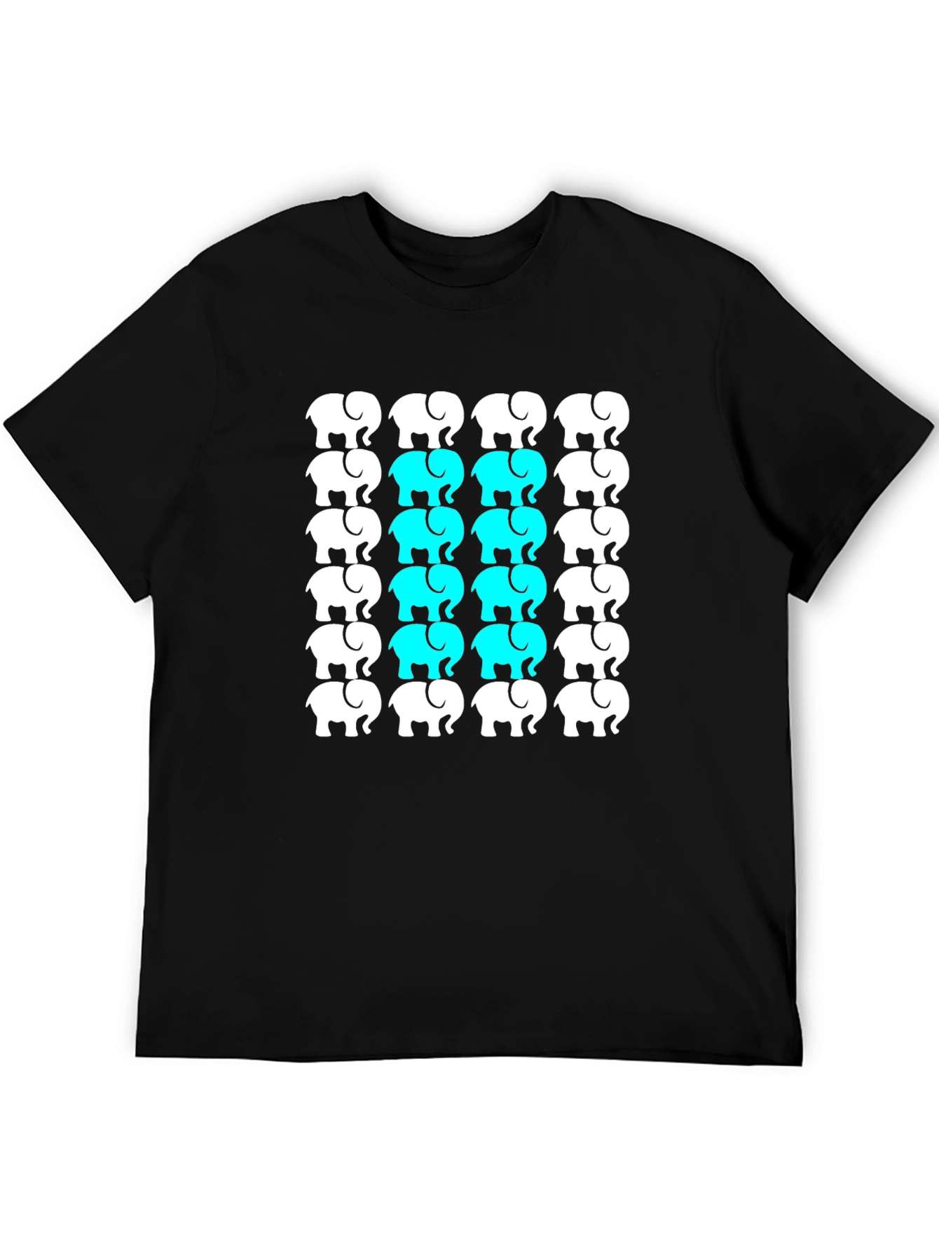 Elephant Pattern Black T-Shirt