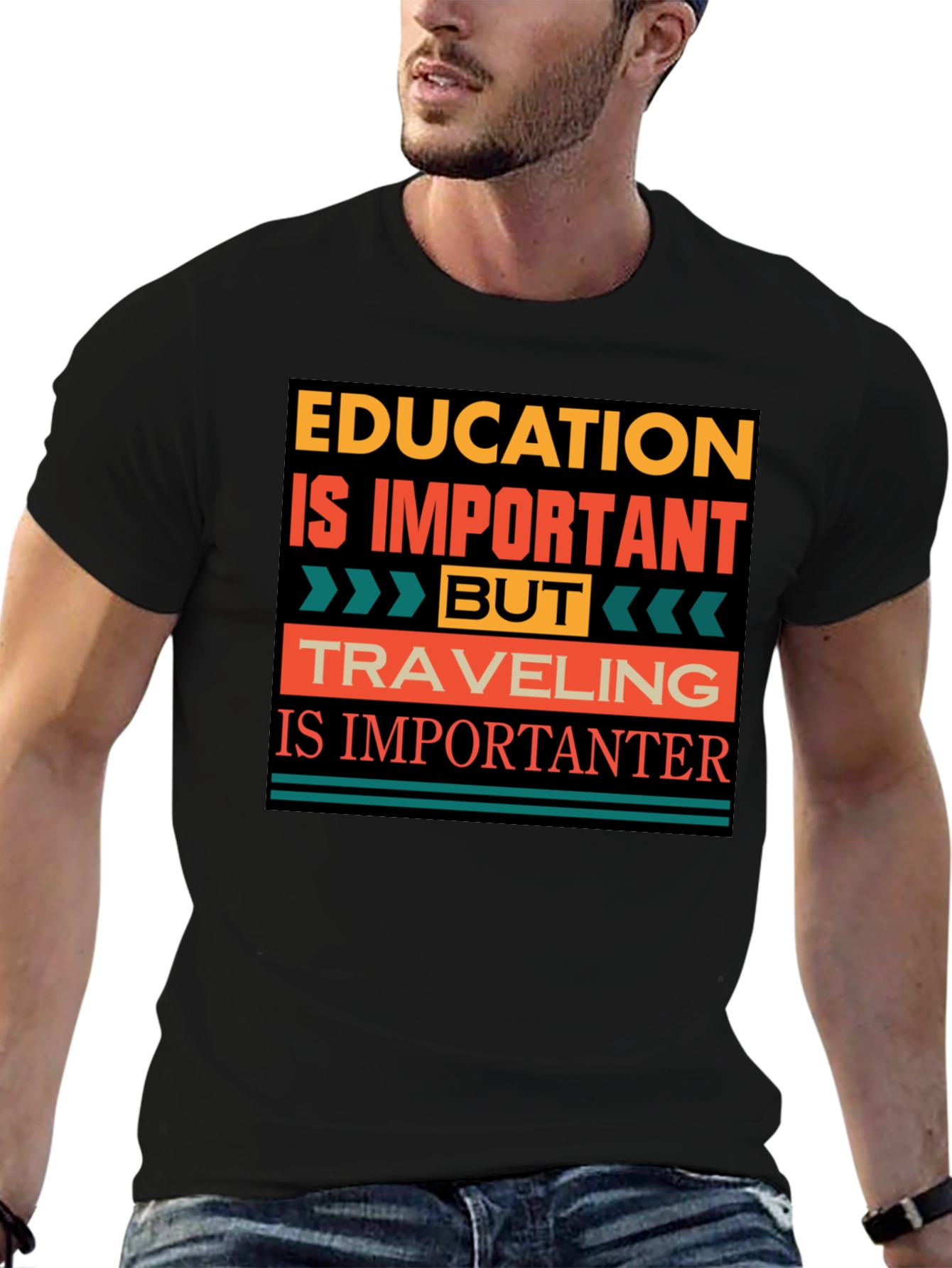 Education vs Travel T-Shirt - Importanter