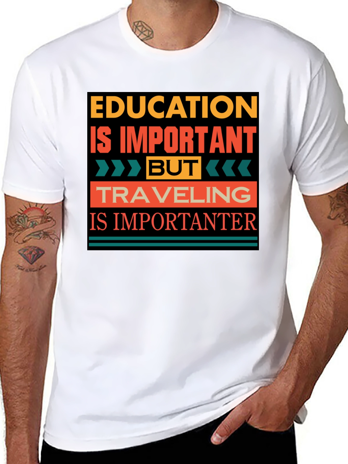 Education vs Travel T-Shirt - Importanter