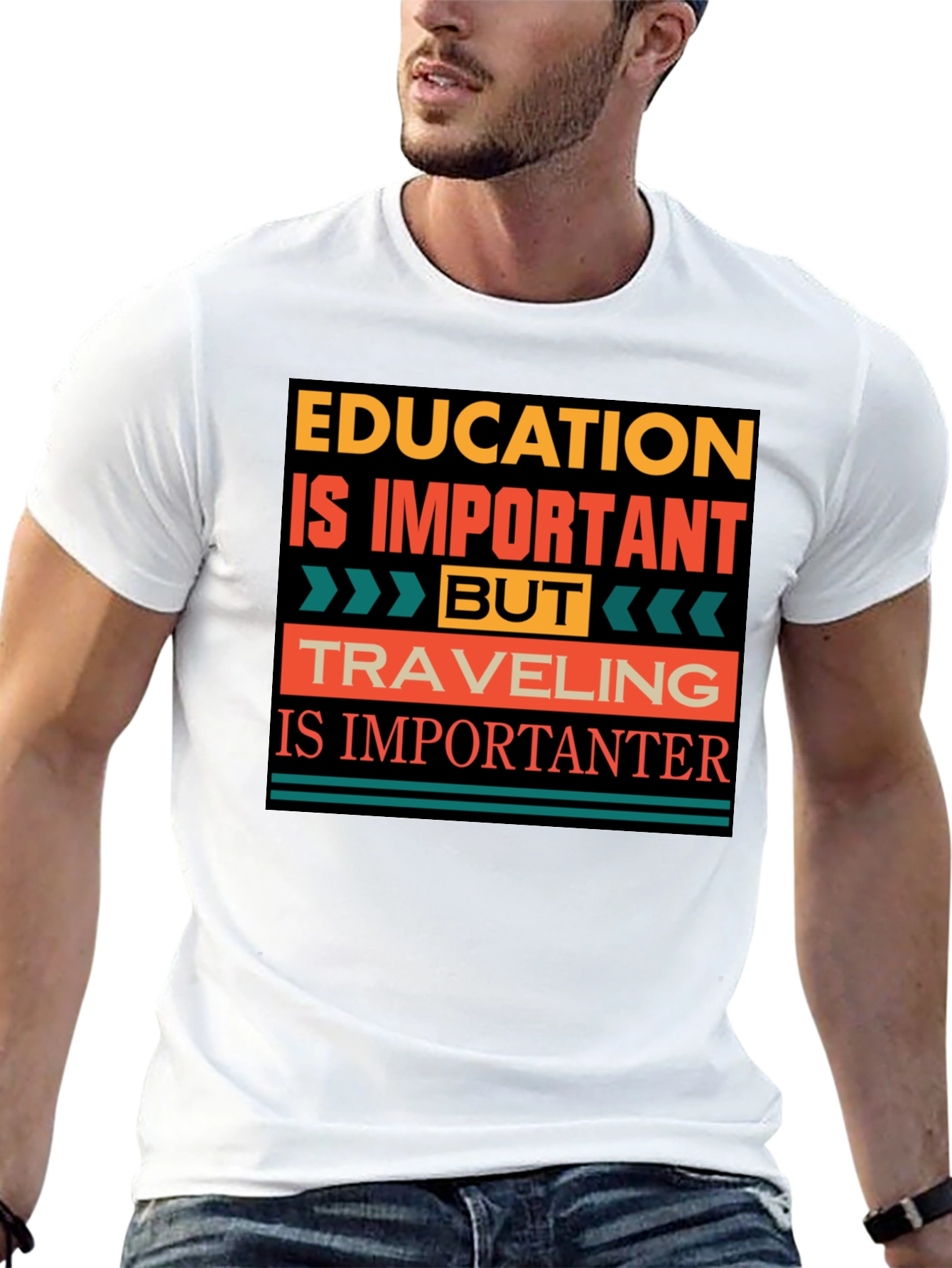 Education vs Travel T-Shirt - Importanter
