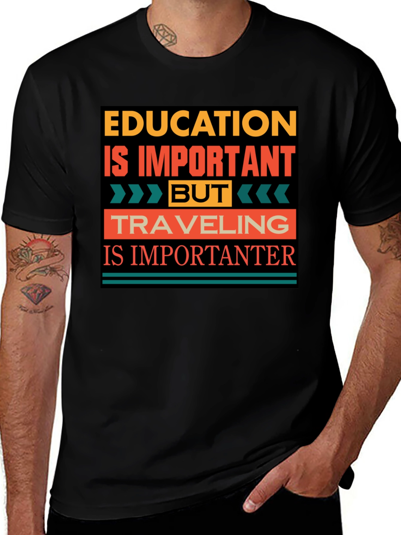 Education vs Travel T-Shirt - Importanter