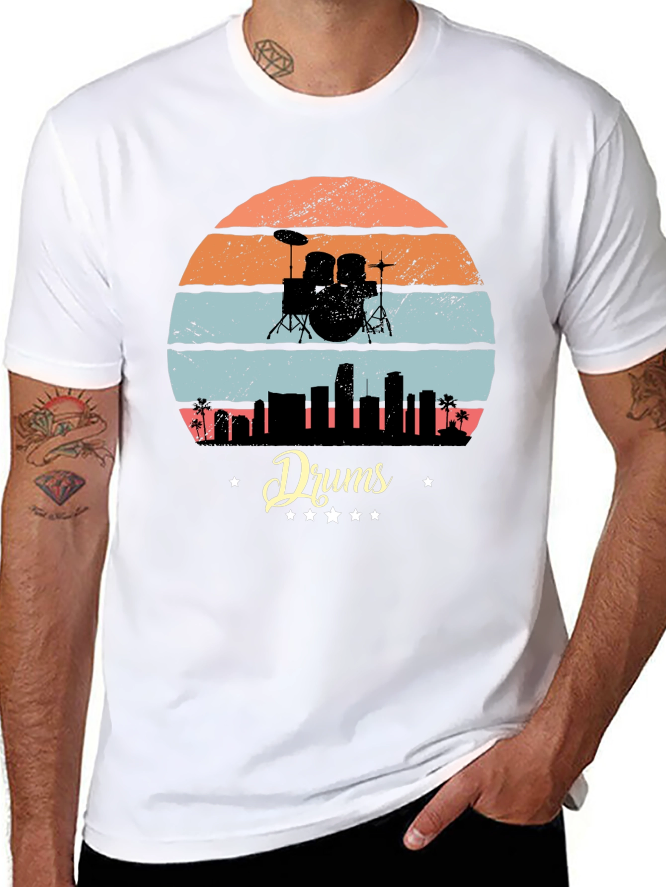 Retro Drums Skyline Graphic Tee