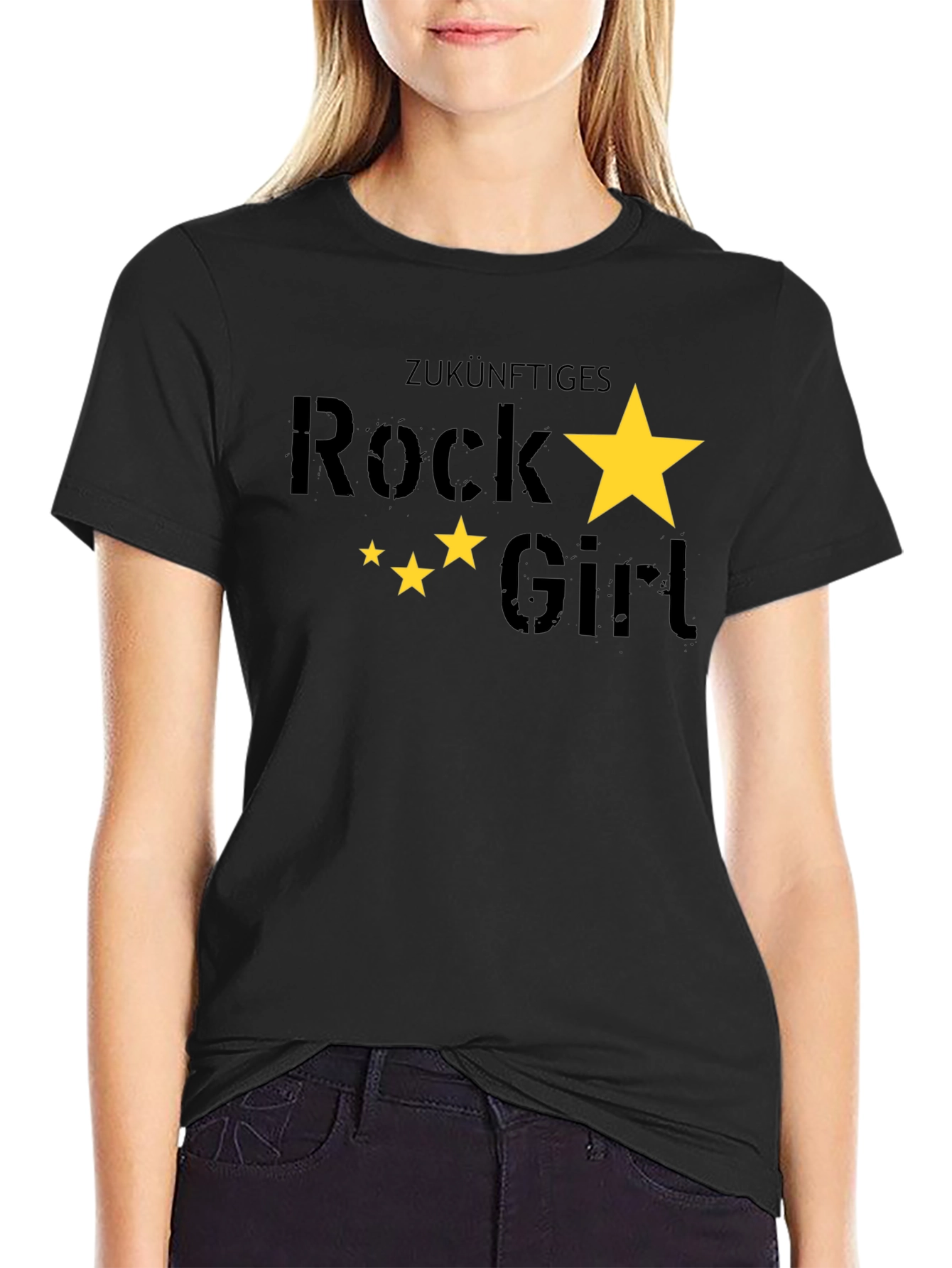 Future Rock Girl Black Graphic Tee