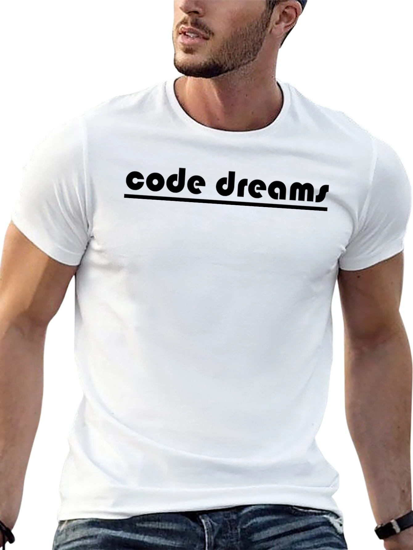 Code Dreams Graphic Tee - Black Cotton Casual T-Shirt