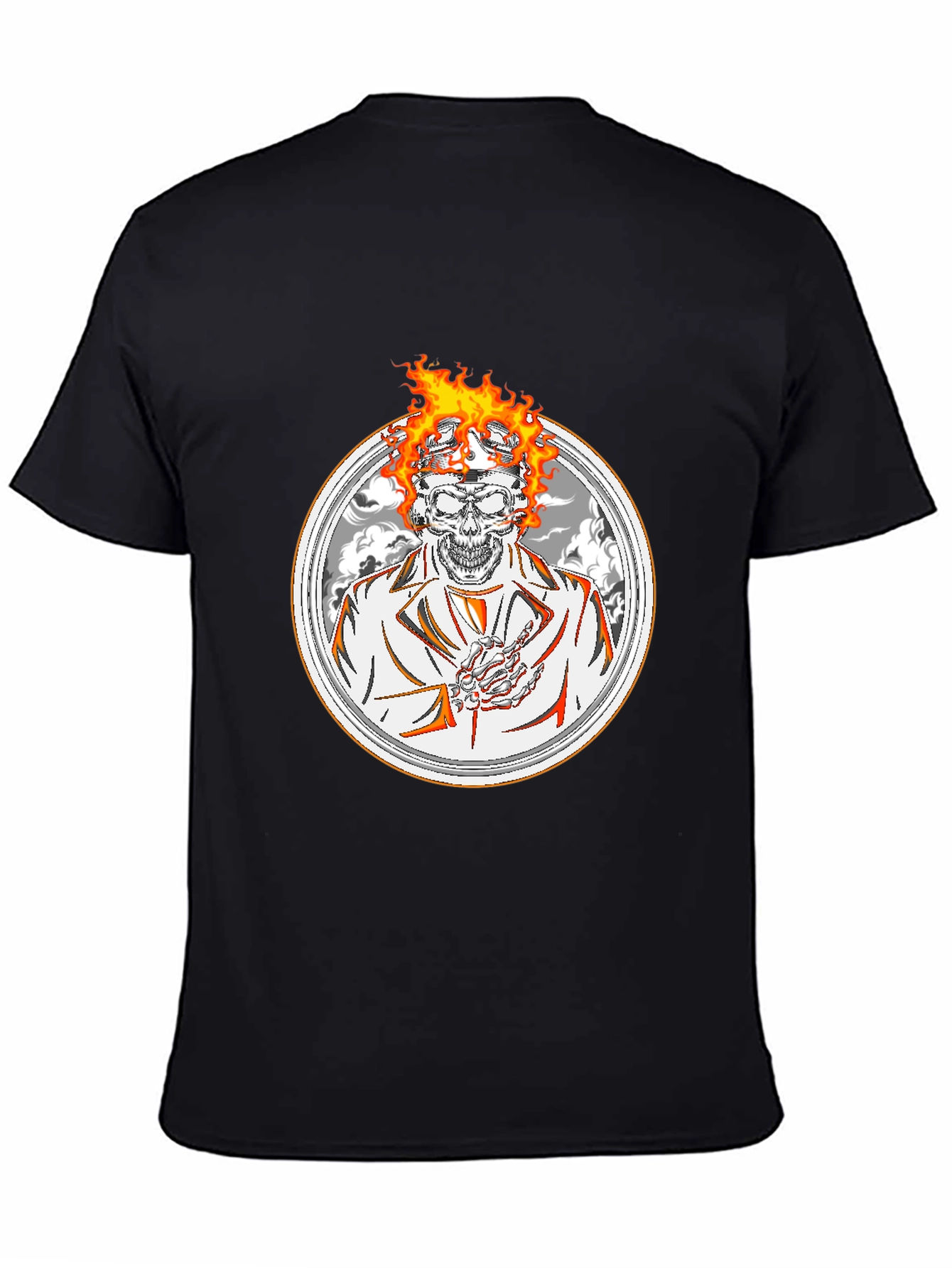 Flaming Skull Graphic Tee - Black