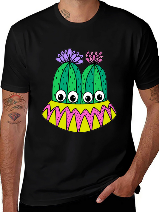 Cactus Monster Graphic T-Shirt - Funny Eye-Catching Design