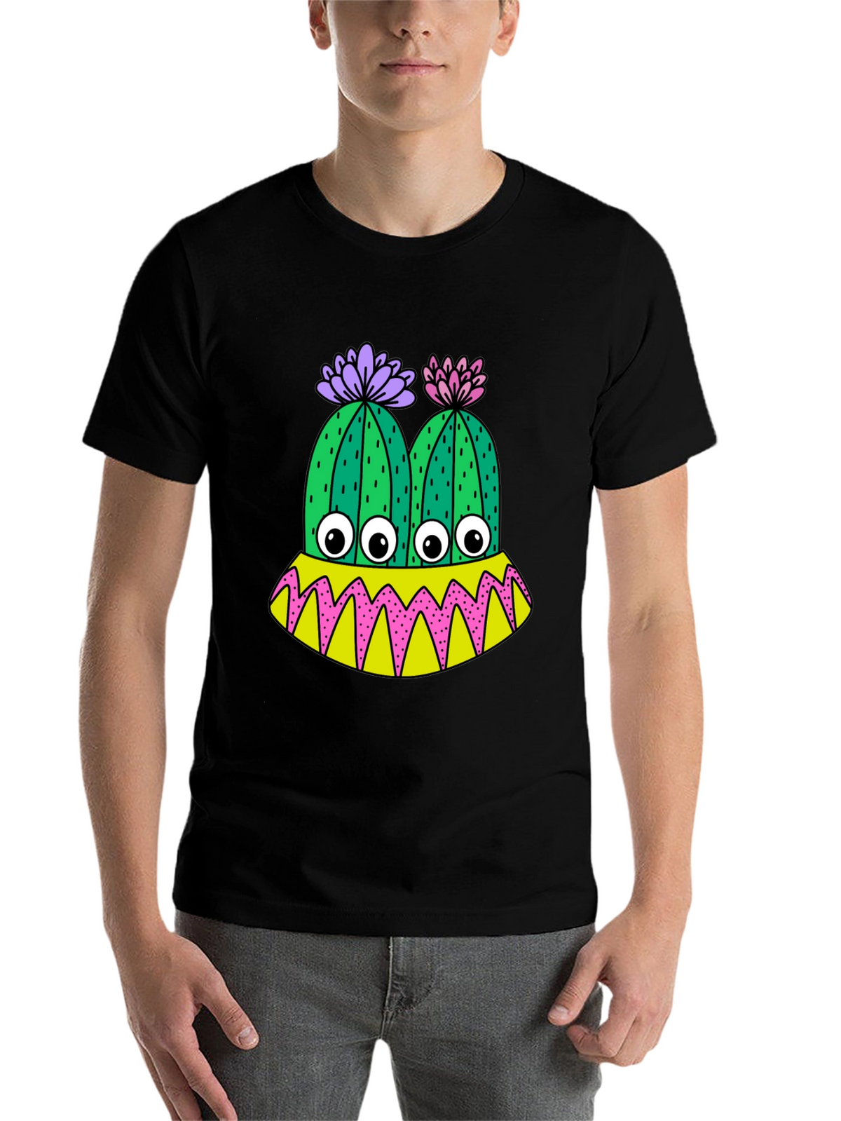 Cactus Monster Graphic T-Shirt - Funny Eye-Catching Design