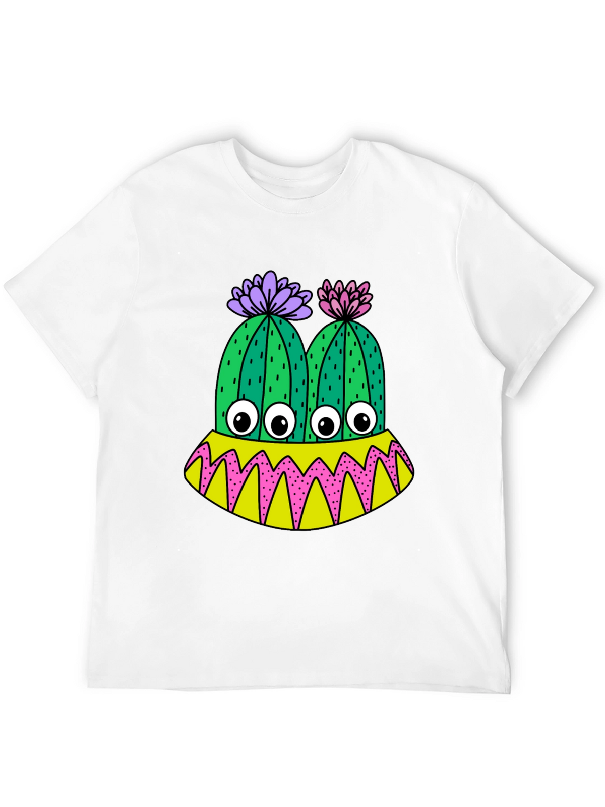 Cactus Monster Graphic T-Shirt - Funny Eye-Catching Design