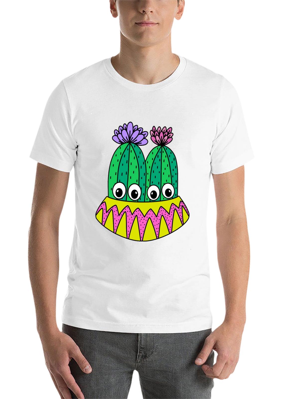 Cactus Monster Graphic T-Shirt - Funny Eye-Catching Design