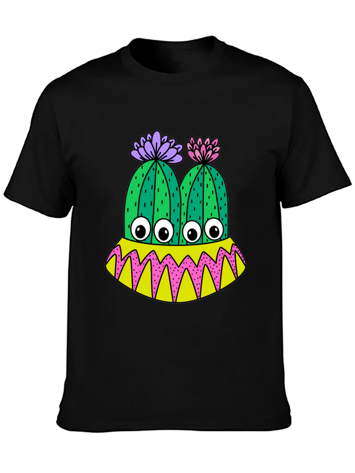 Cactus Monster Graphic T-Shirt - Funny Eye-Catching Design