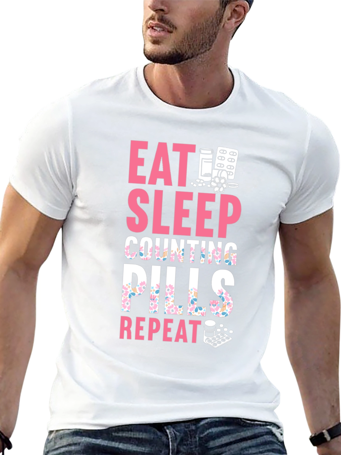 Eat Sleep Counting Pills Funny T-Shirt