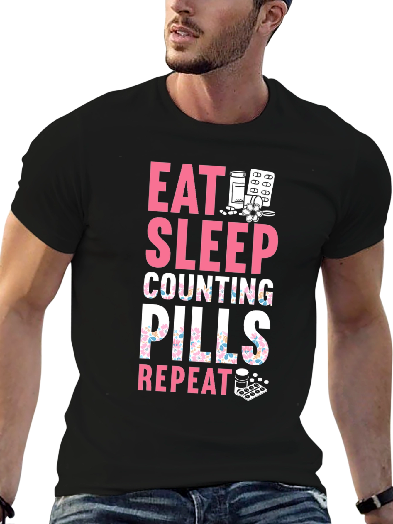 Eat Sleep Counting Pills Funny T-Shirt
