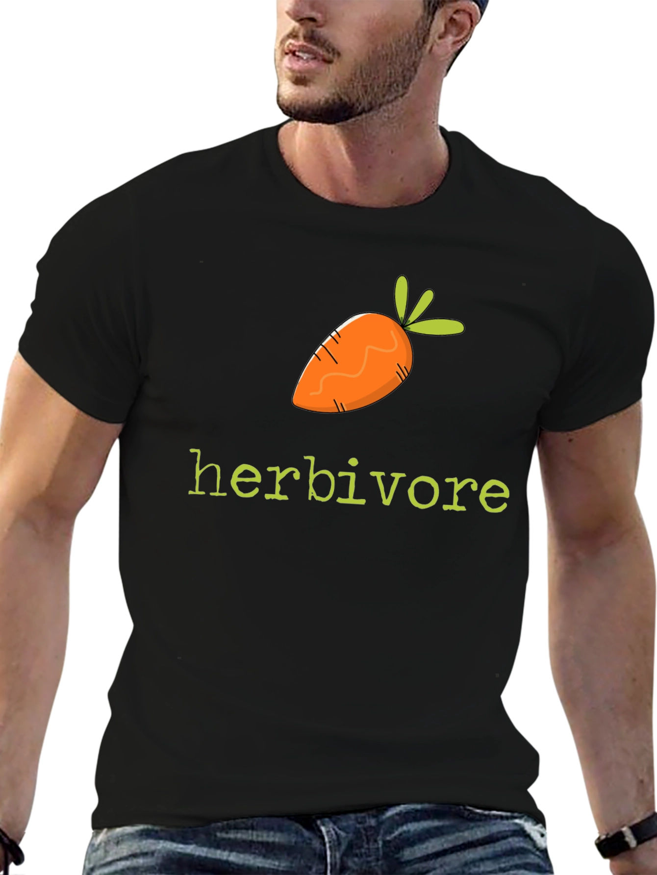 Herbivore Carrot Graphic Tee - Black Cotton T-Shirt