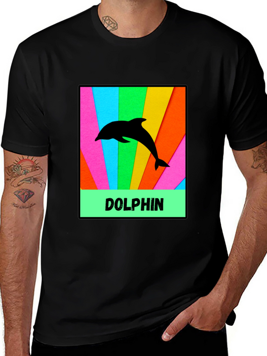 Dolphin Graphic Tee - Colorful Rainbow Style