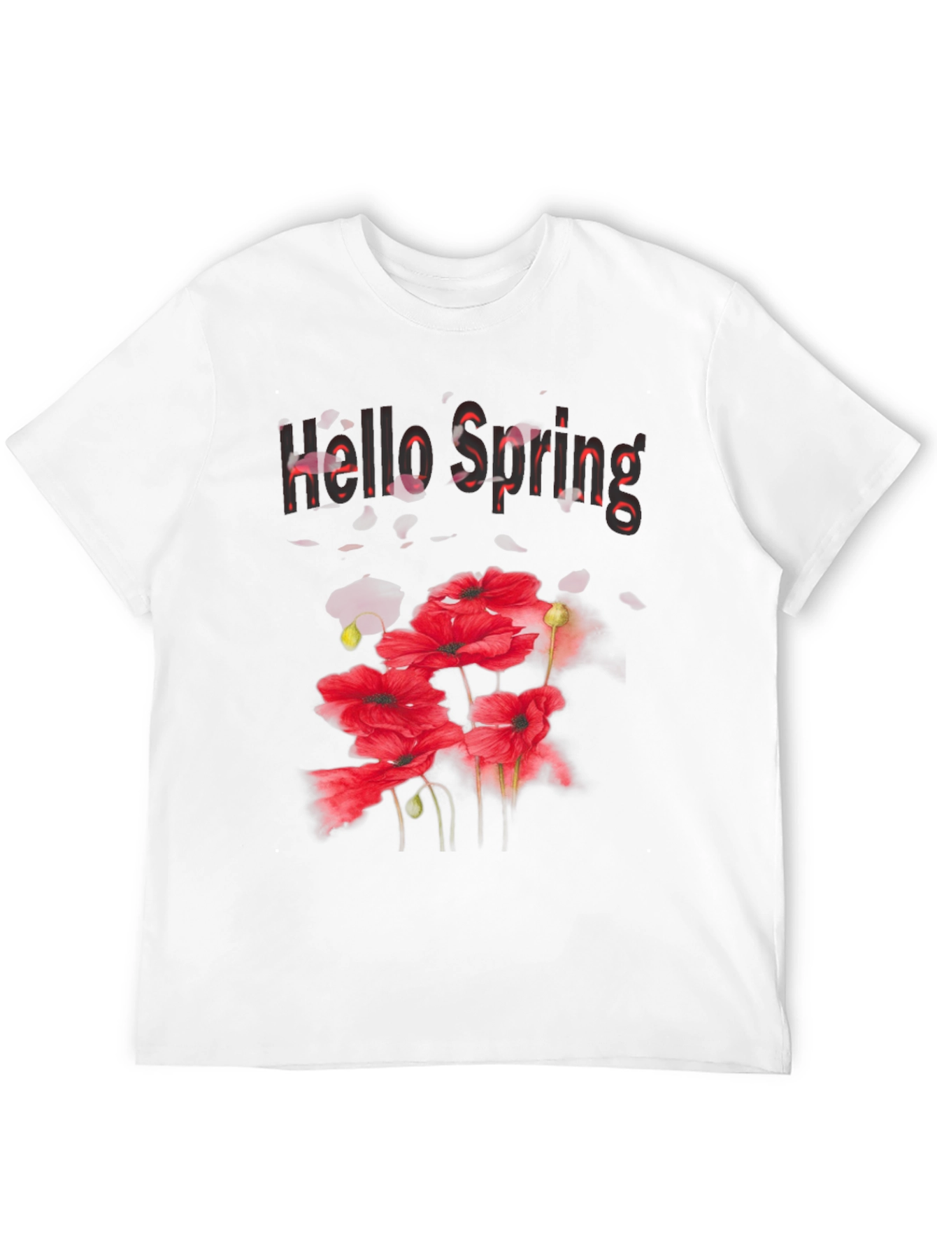 Hello Spring Floral Graphic Black T-Shirt