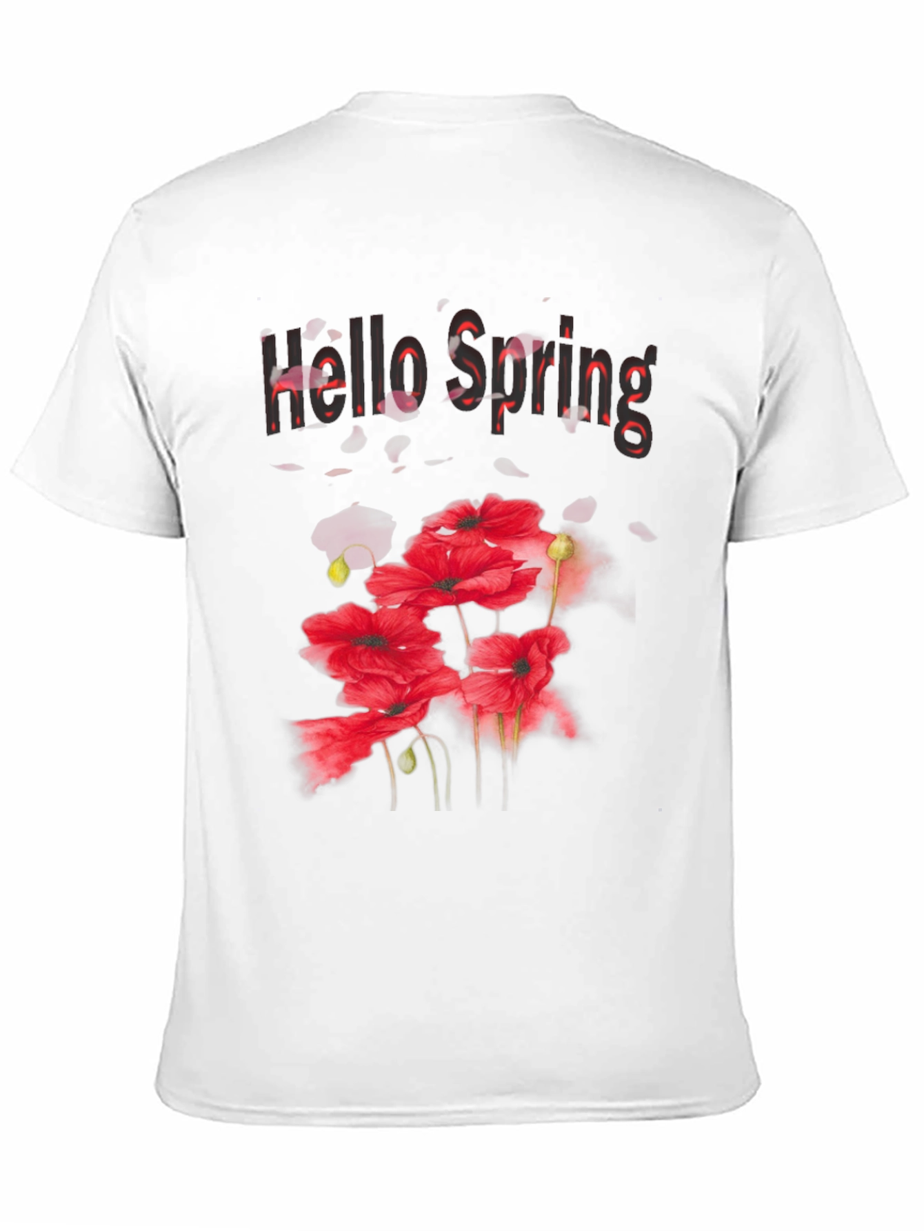 Hello Spring Floral Graphic Black T-Shirt