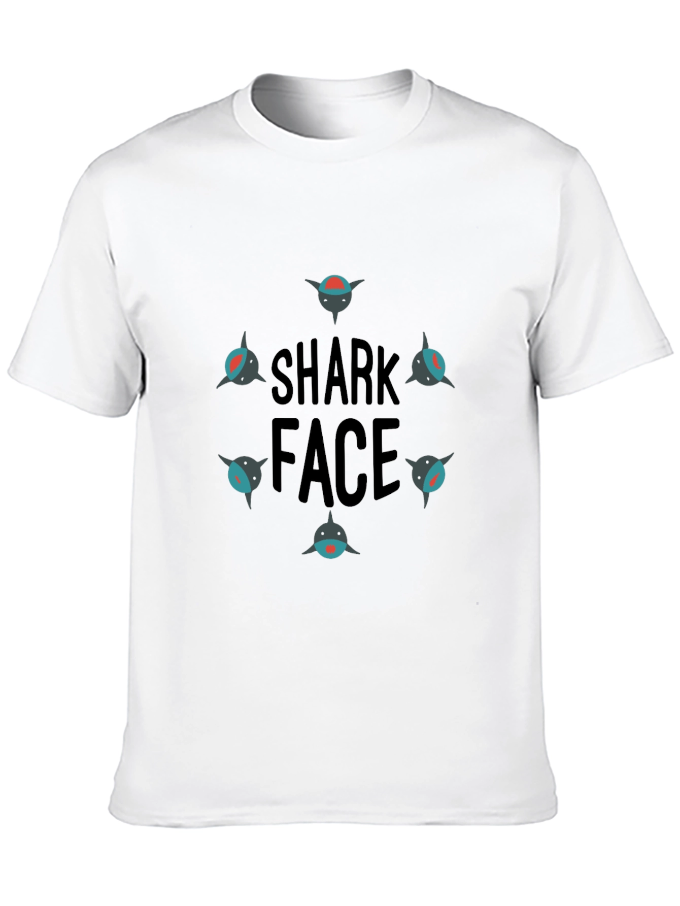Shark Face Black T-Shirt - Cool Graphic Tee