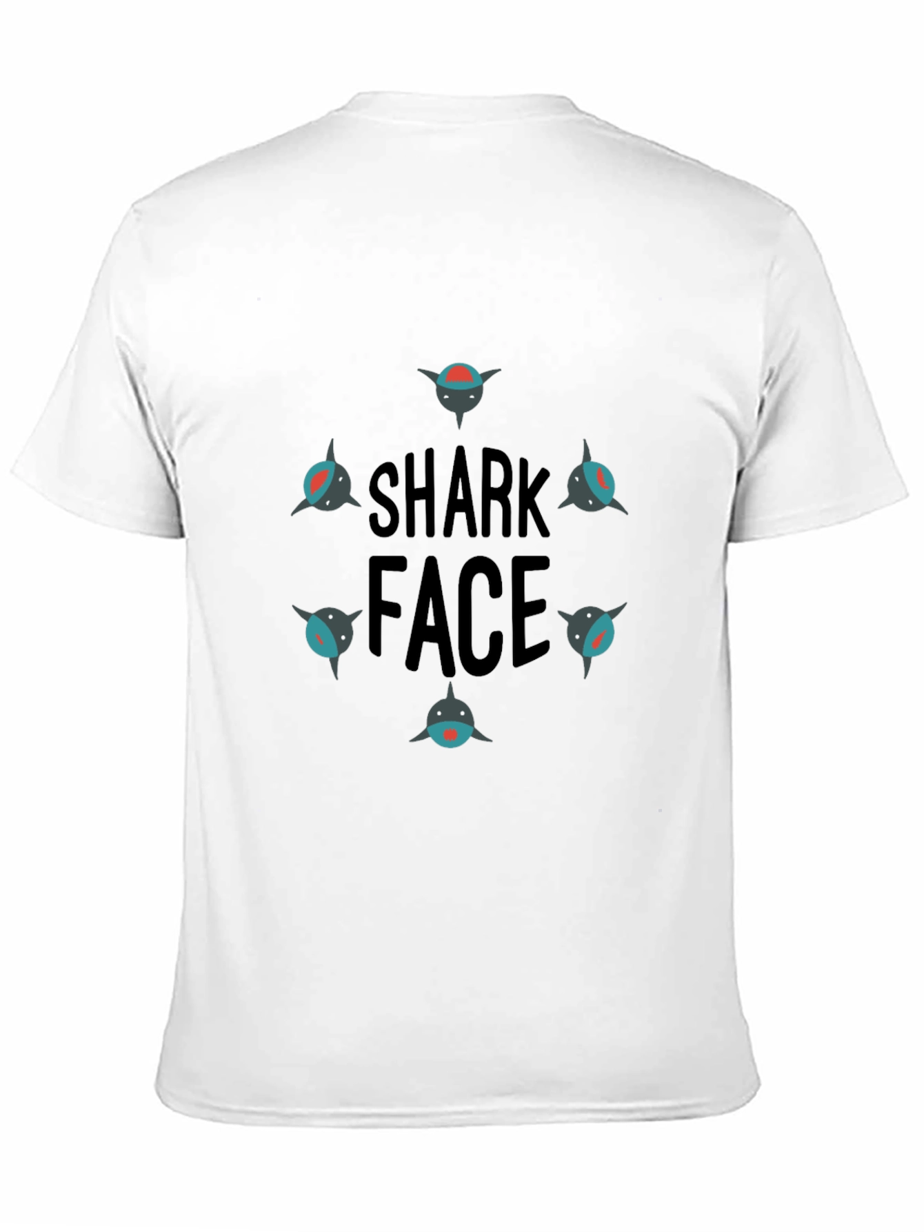 Shark Face Black T-Shirt - Cool Graphic Tee