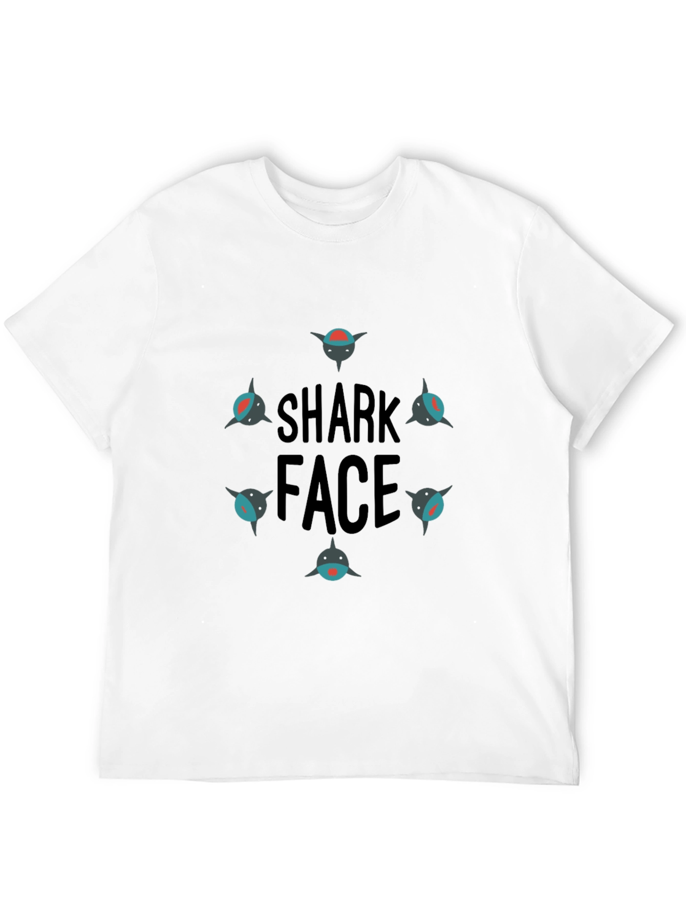 Shark Face Black T-Shirt - Cool Graphic Tee