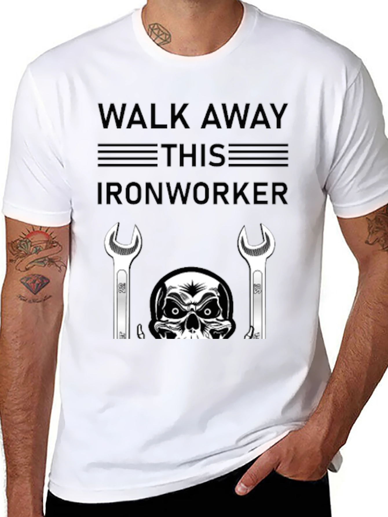 Walk Away Ironworker T-Shirt - Skull & Wrenches