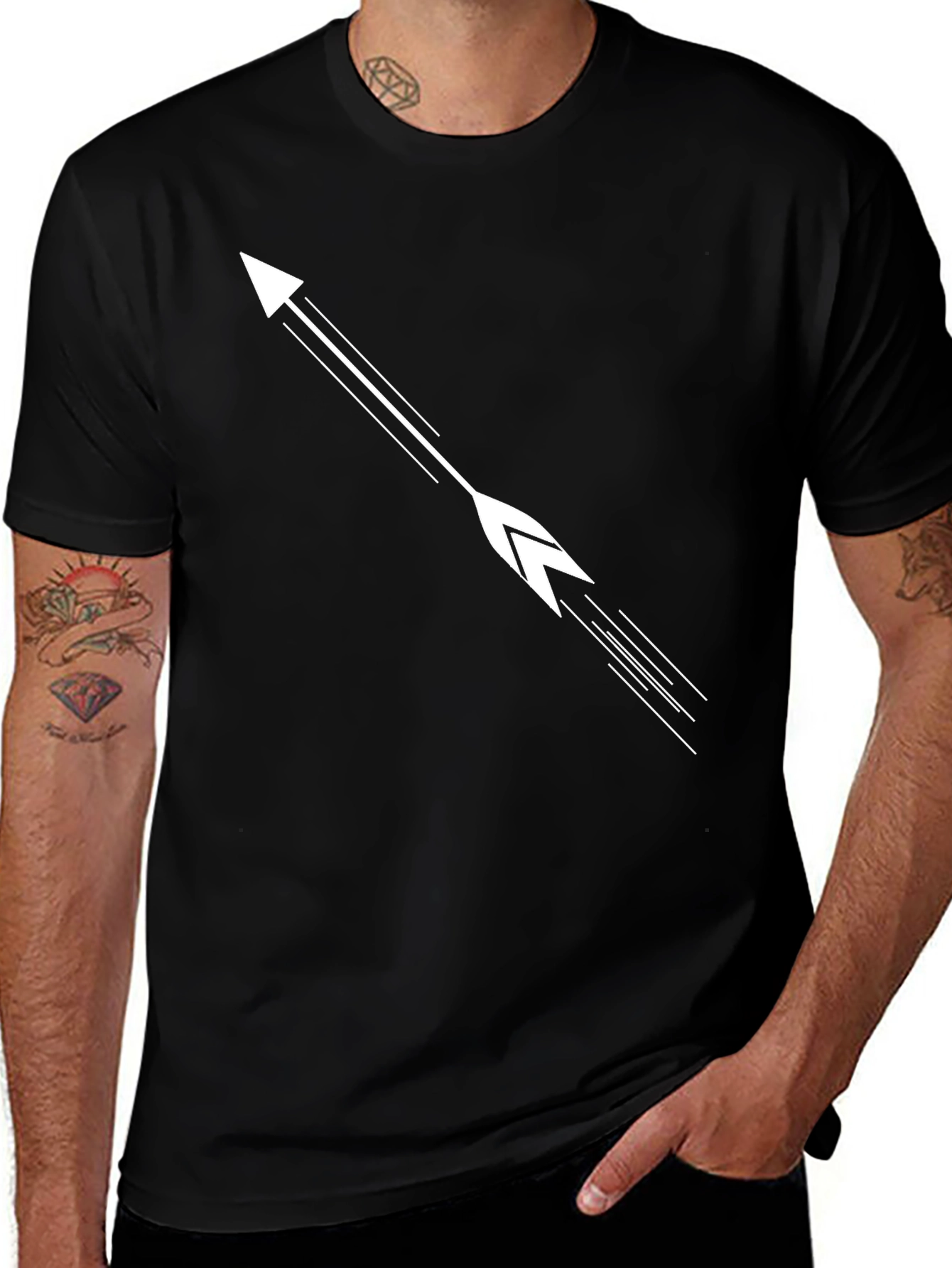 Mens Black Arrow Graphic Tee - Stylish Casual Wear