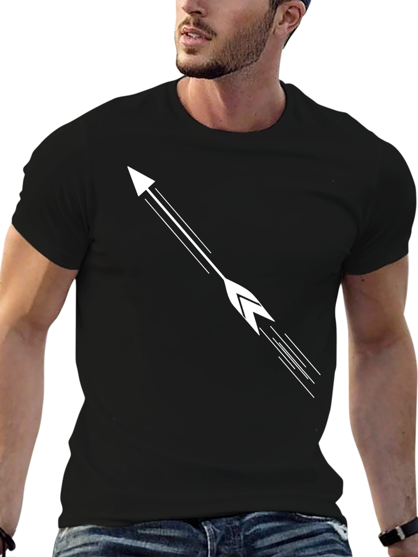 Mens Black Arrow Graphic Tee - Stylish Casual Wear