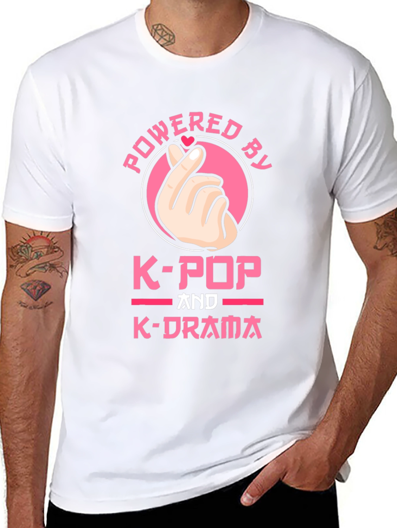 Powered by K-Pop and K-Drama Black T-Shirt