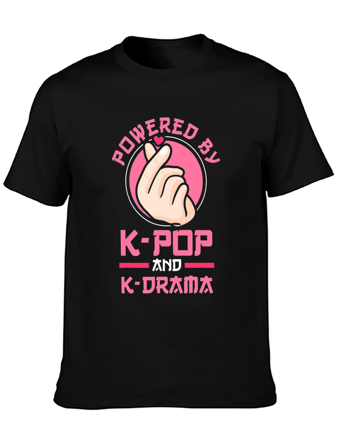 Powered by K-Pop and K-Drama Black T-Shirt