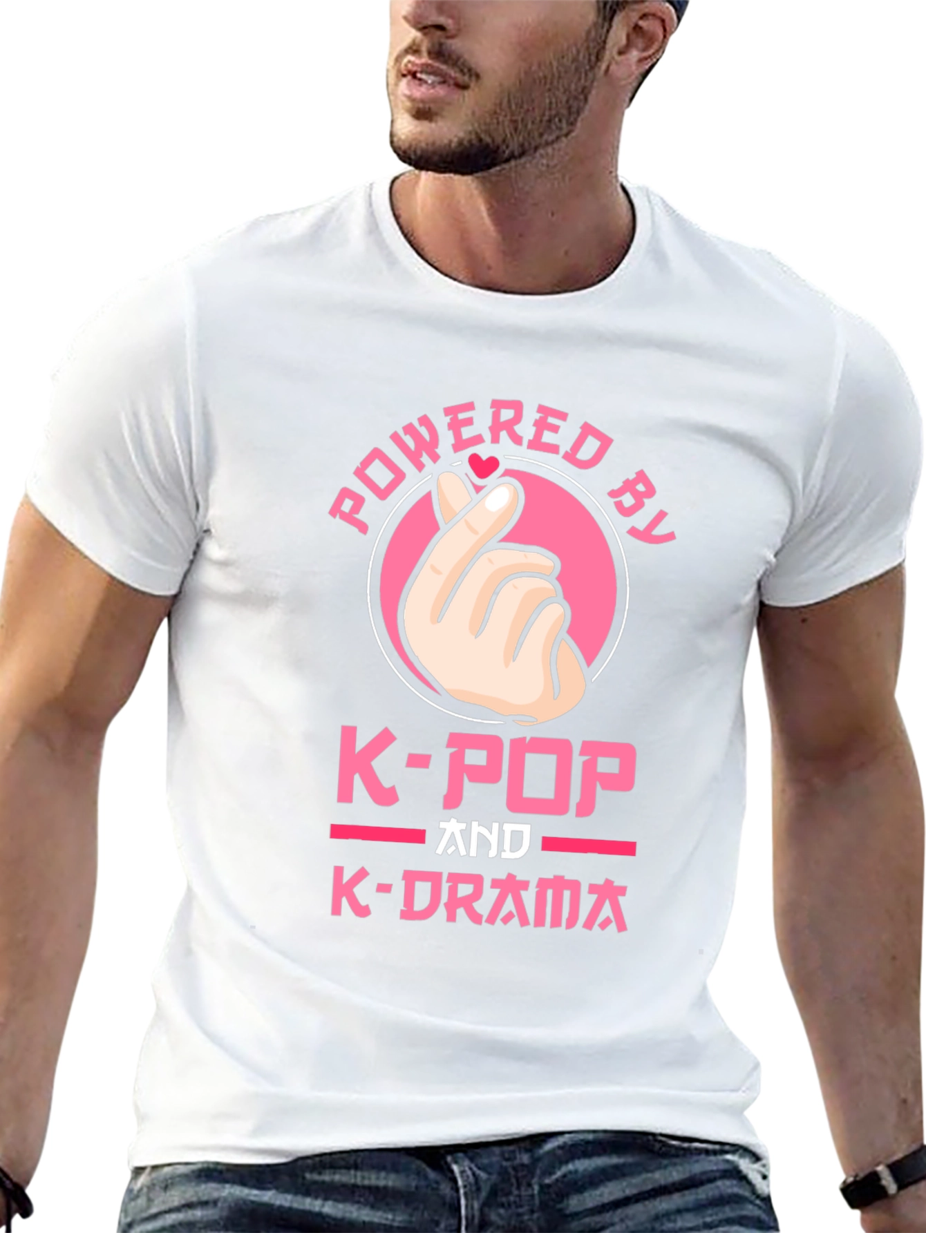 Powered by K-Pop and K-Drama Black T-Shirt