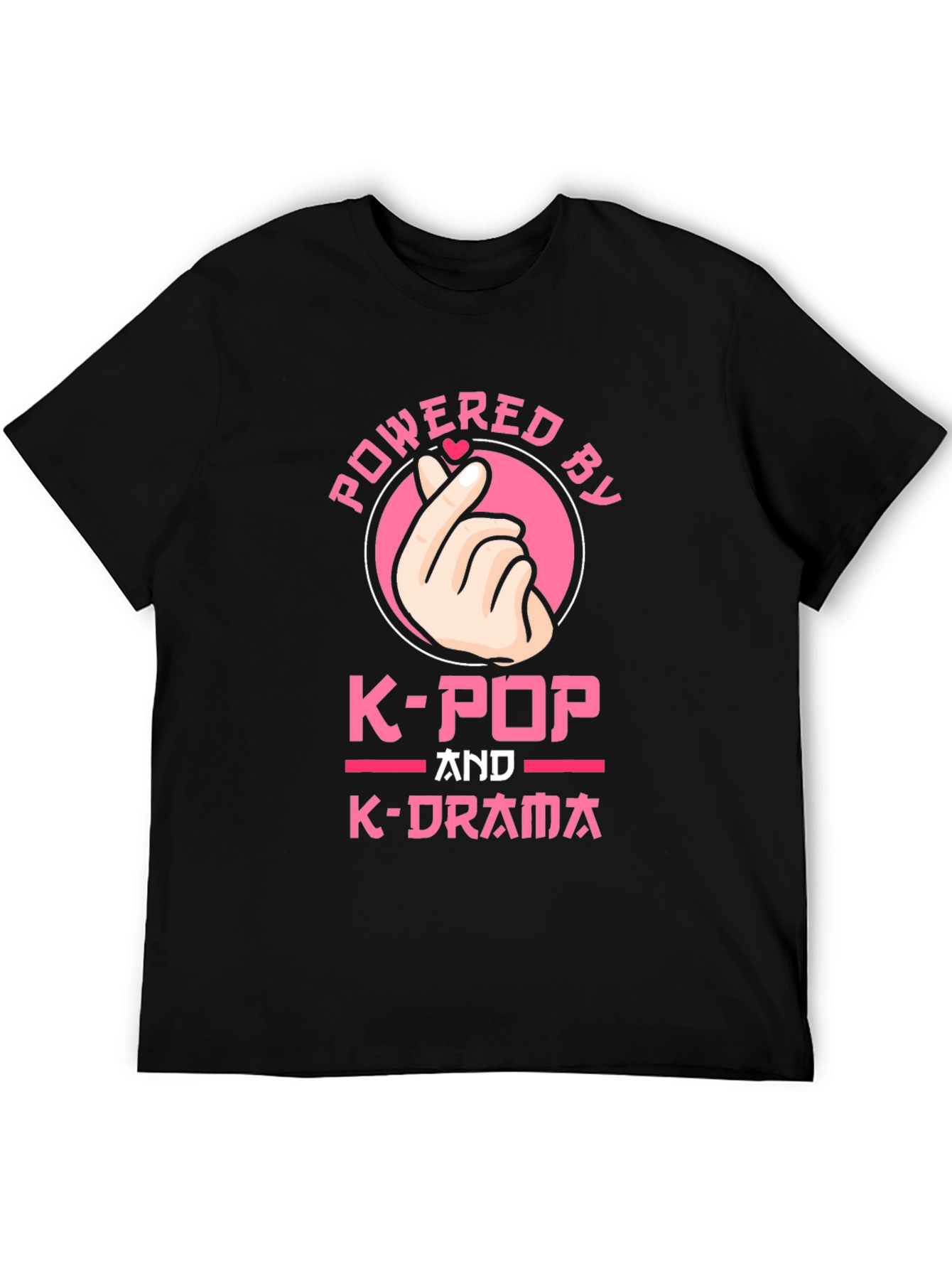 Powered by K-Pop and K-Drama Black T-Shirt