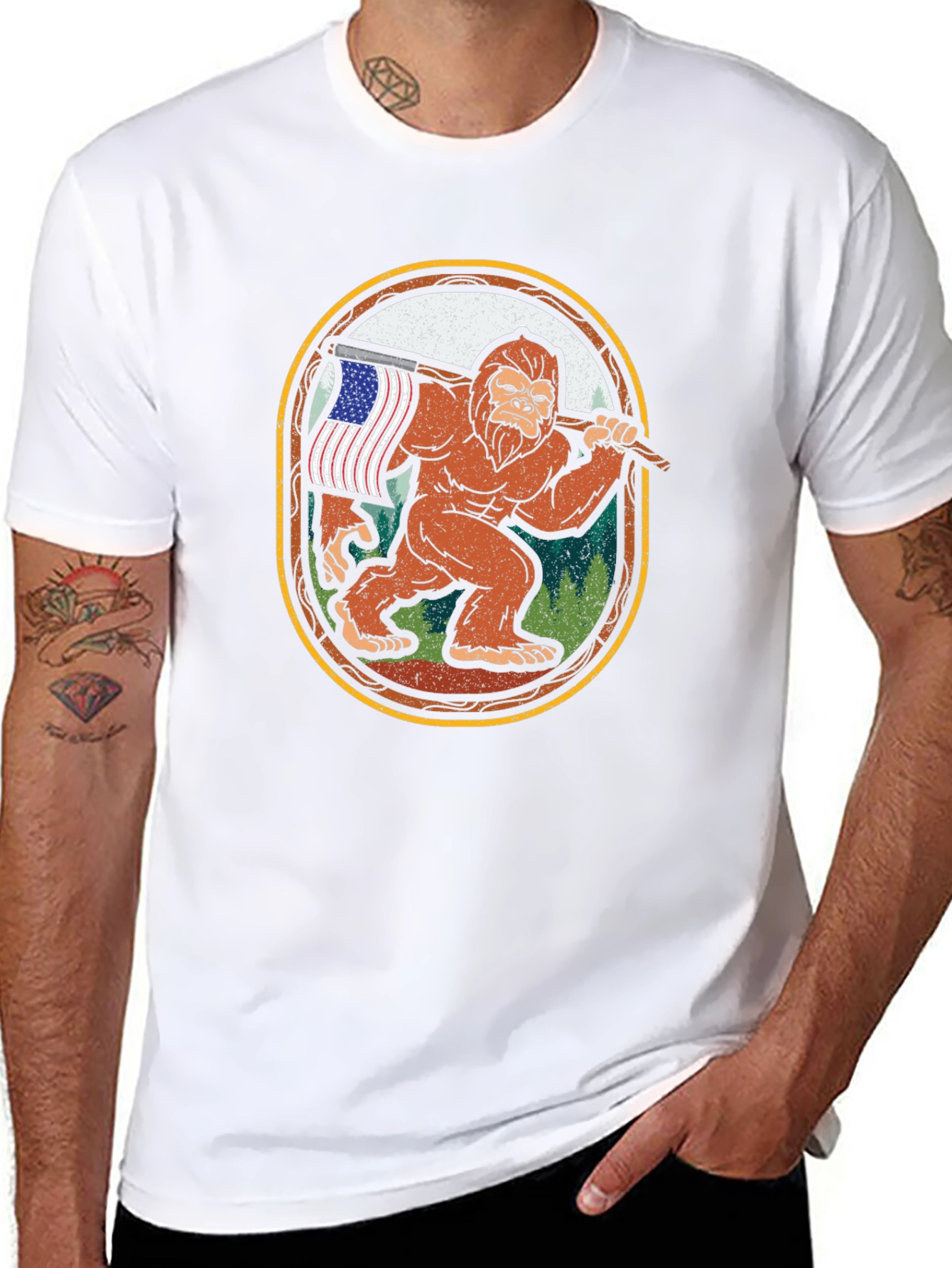 Bigfoot American Flag T-Shirt